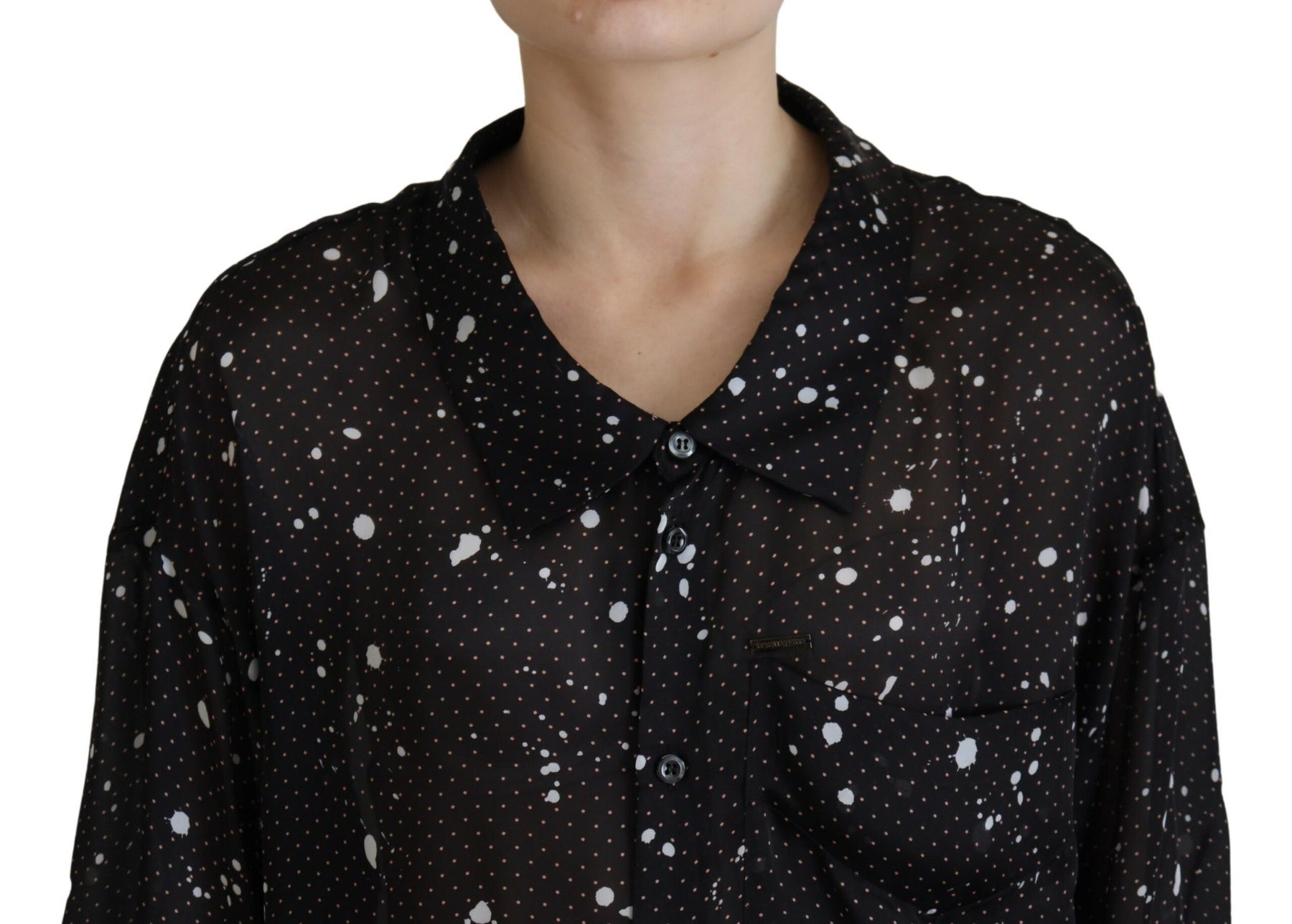 Dsquared² Black Polka Dots Collared Button Down Blouse Top | Regal Royce