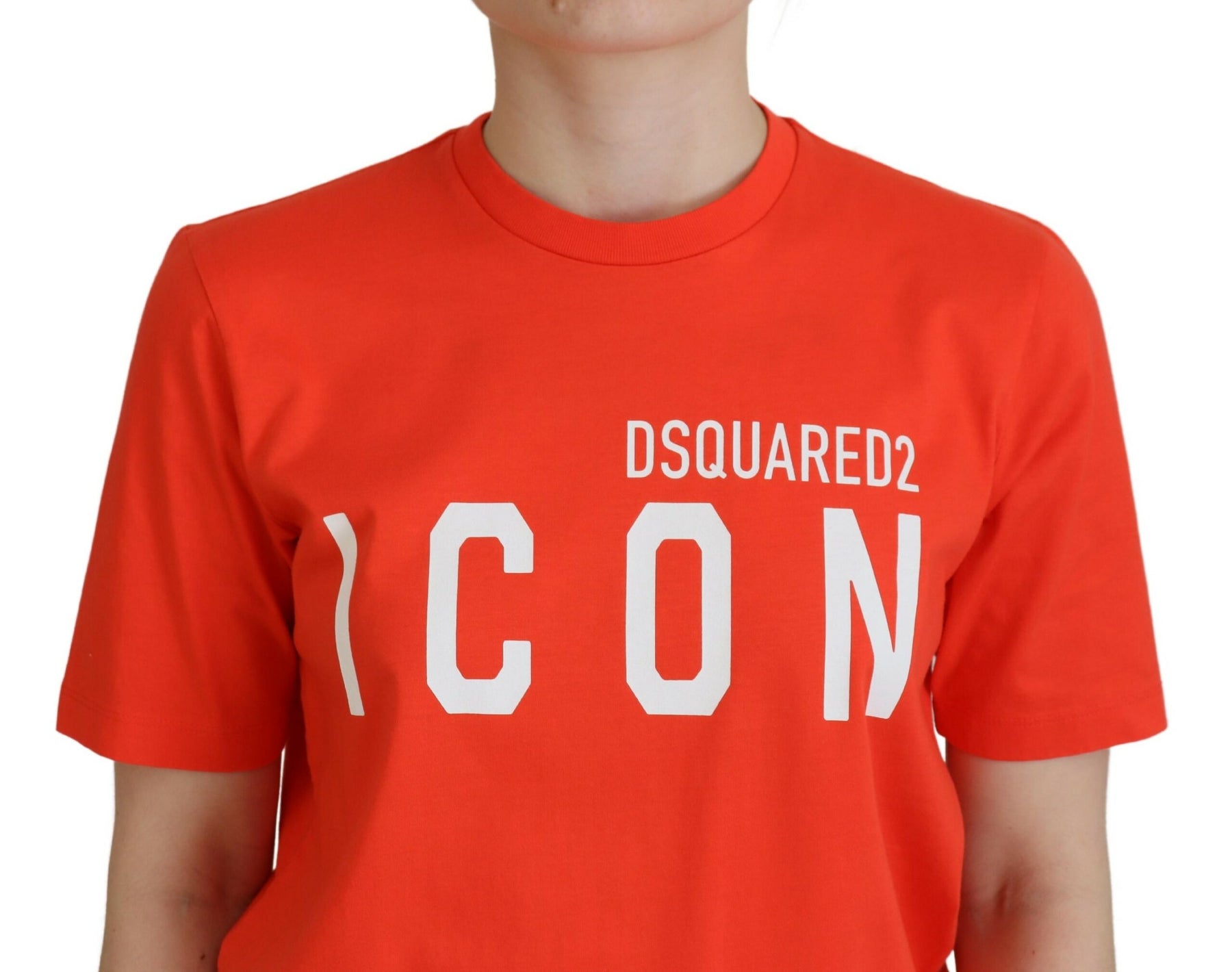 Dsquared² Orange Cotton Shiny Icon East Tee Crewneck T-shirt | Regal Royce
