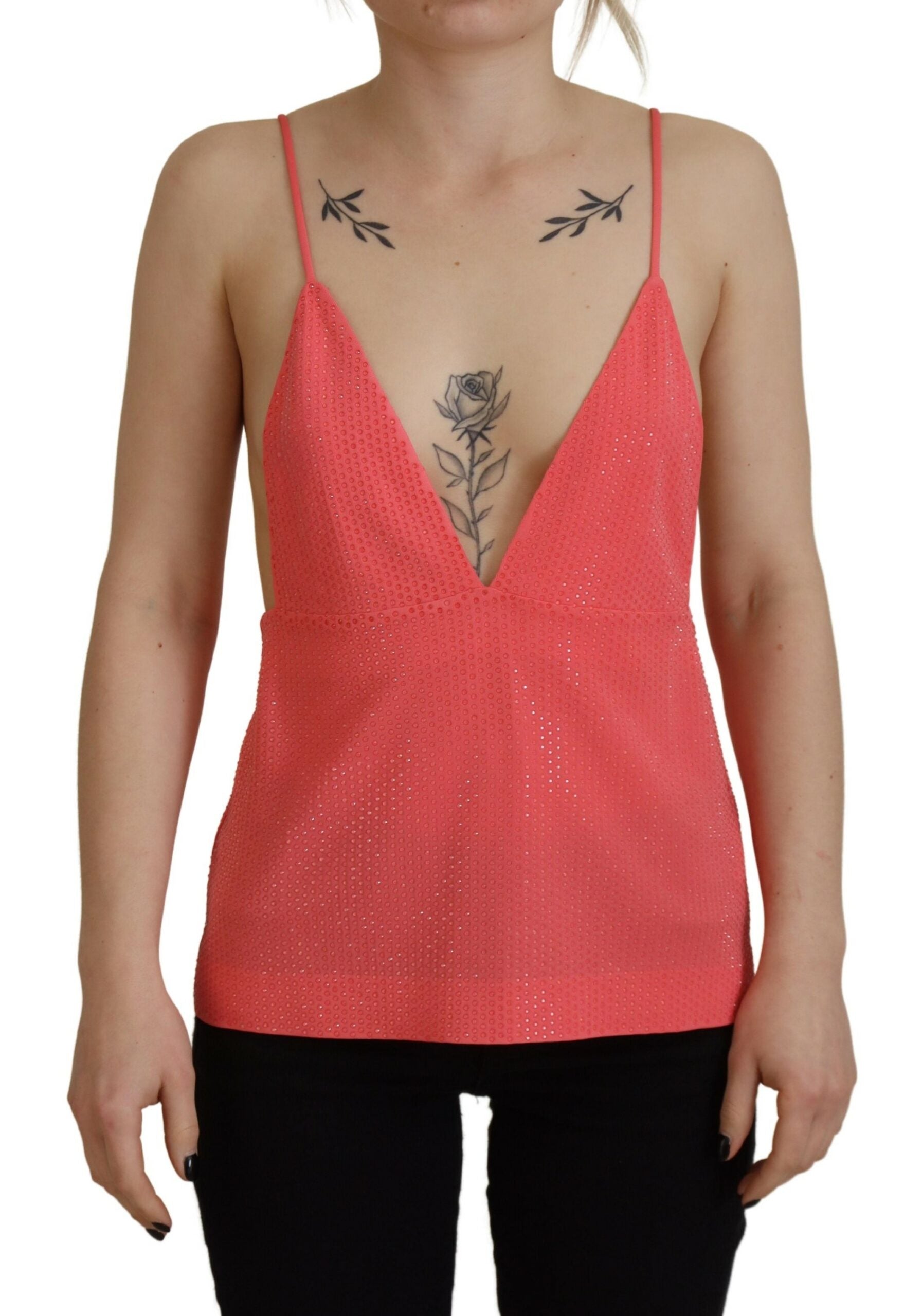 Dsquared² Pink Sleeveless Spaghetti Strap Cami V-neck Top | Regal Royce