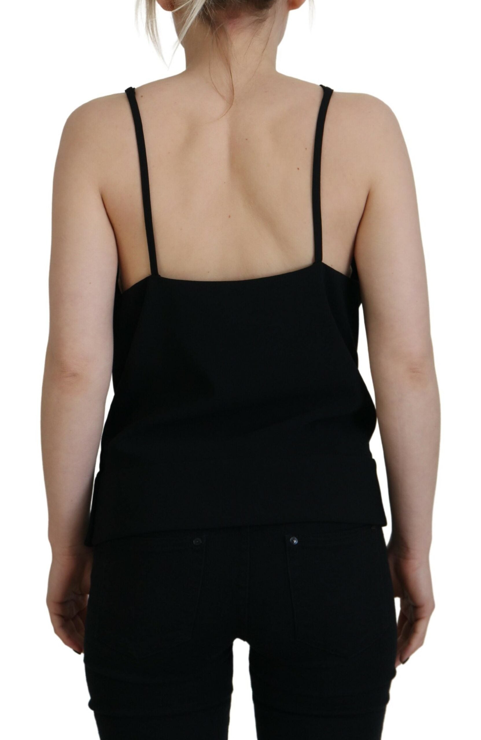 Dsquared² Black Embellished Deep V-neck Sleeveless Tank Top | Regal Royce
