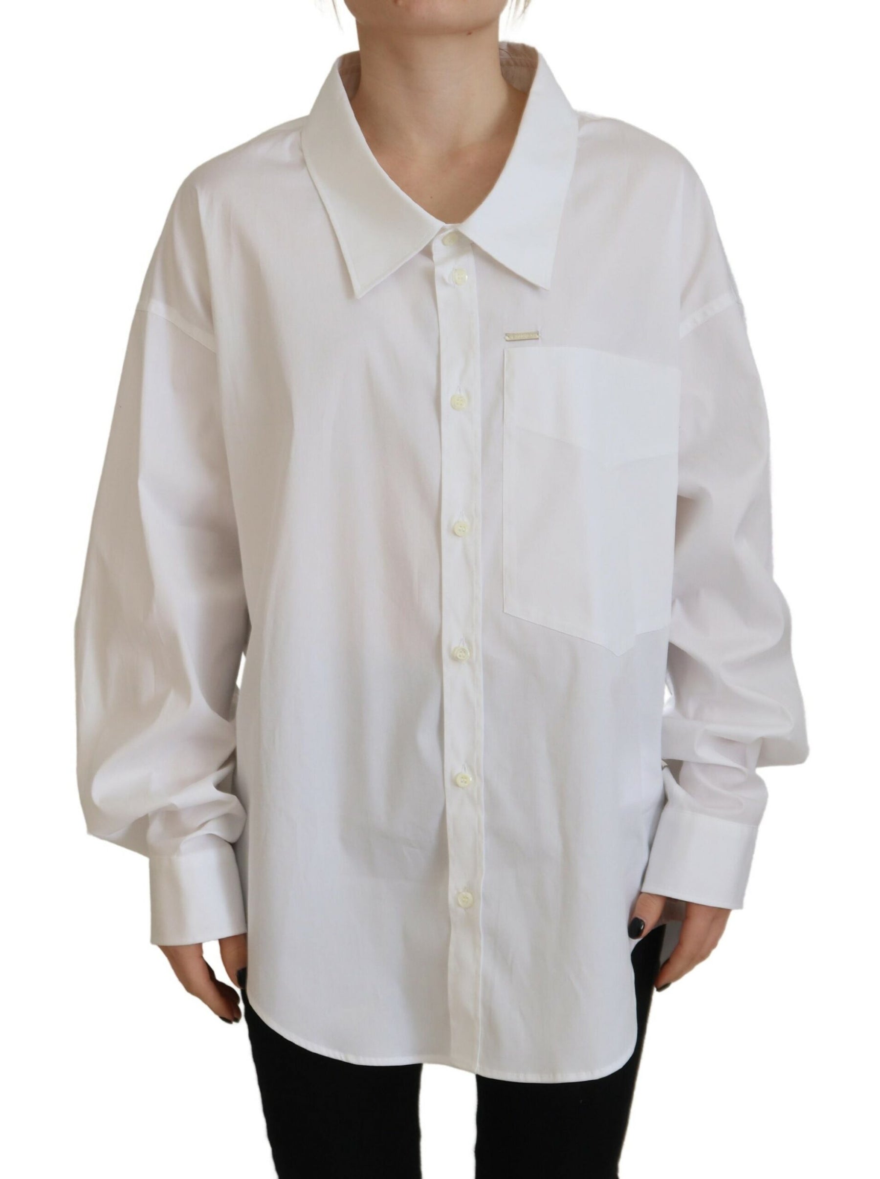 Dsquared² White Cotton Button Down Collared Dress Shirt Top | Regal Royce