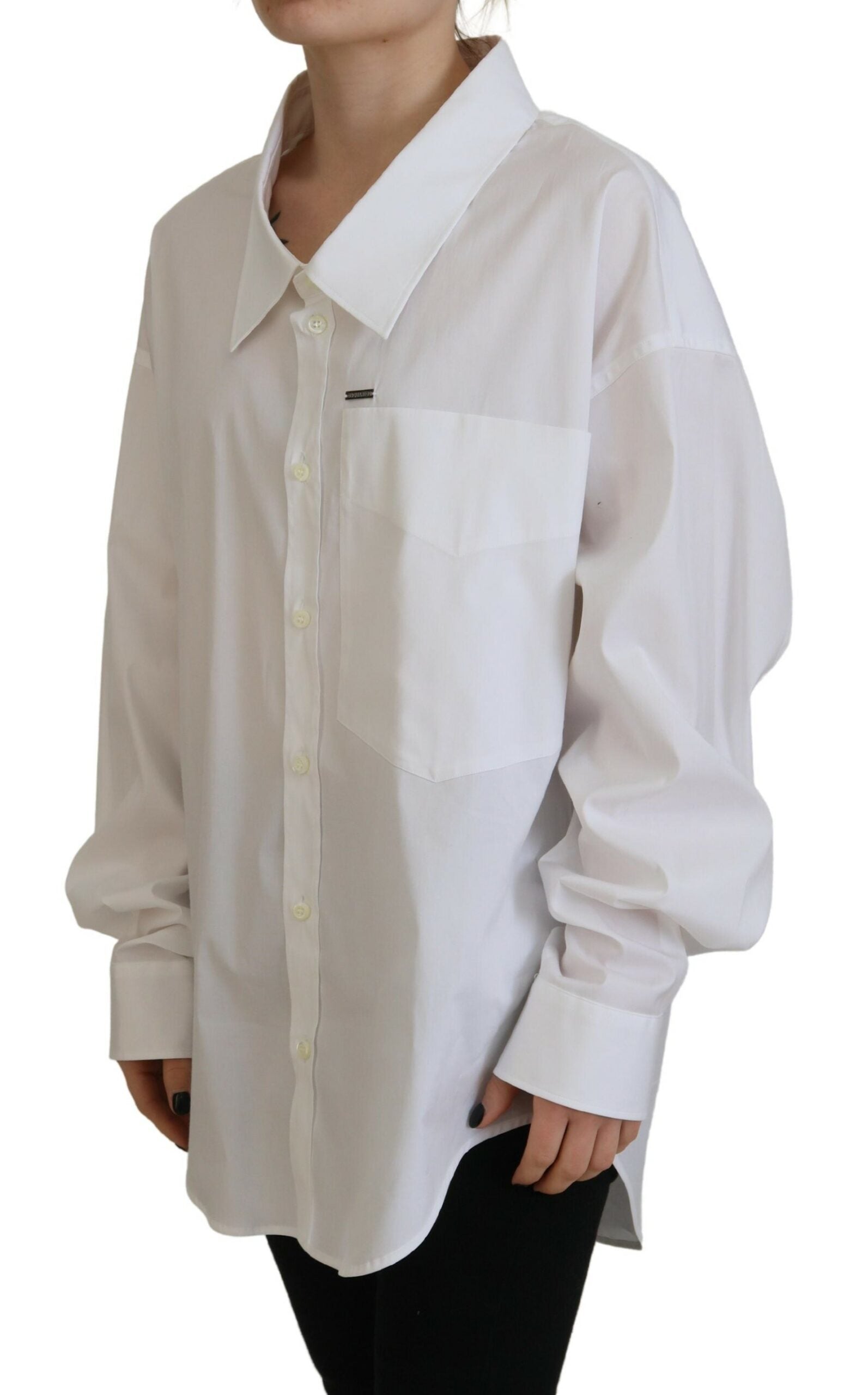 Dsquared² White Cotton Button Down Collared Dress Shirt Top | Regal Royce