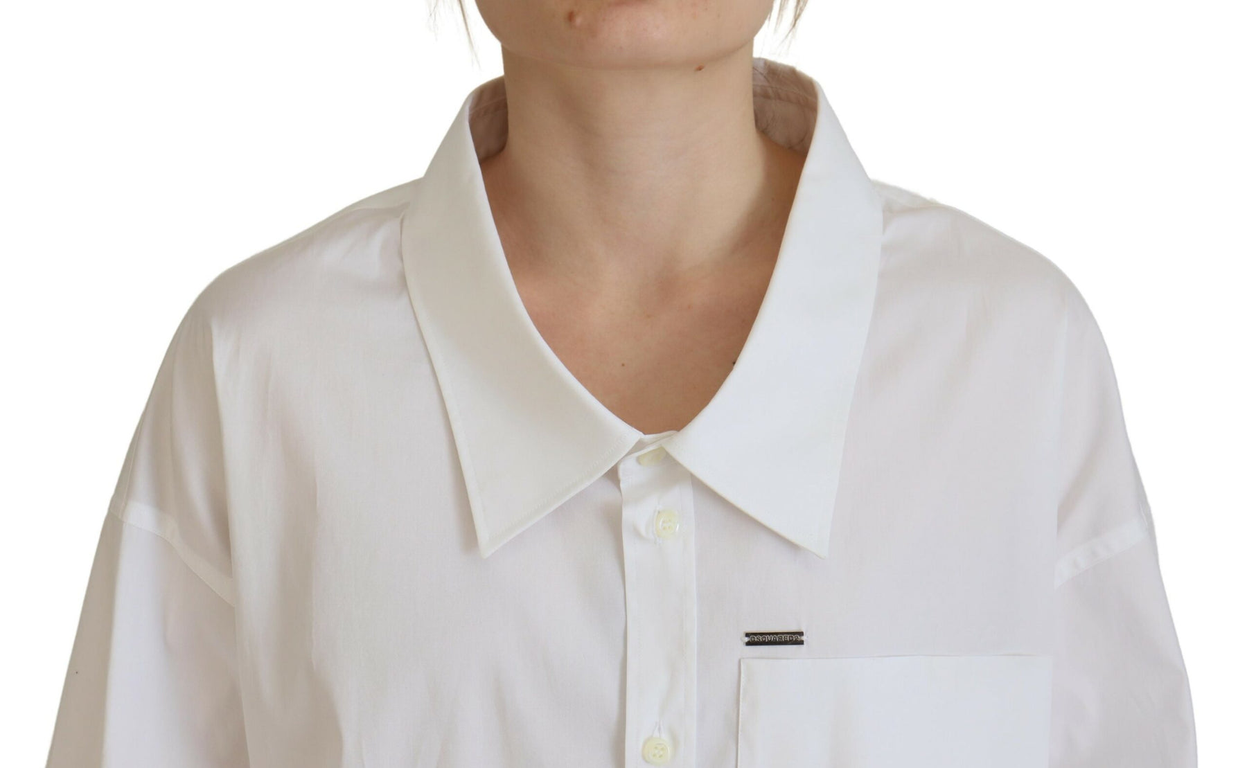 Dsquared² White Cotton Button Down Collared Dress Shirt Top | Regal Royce