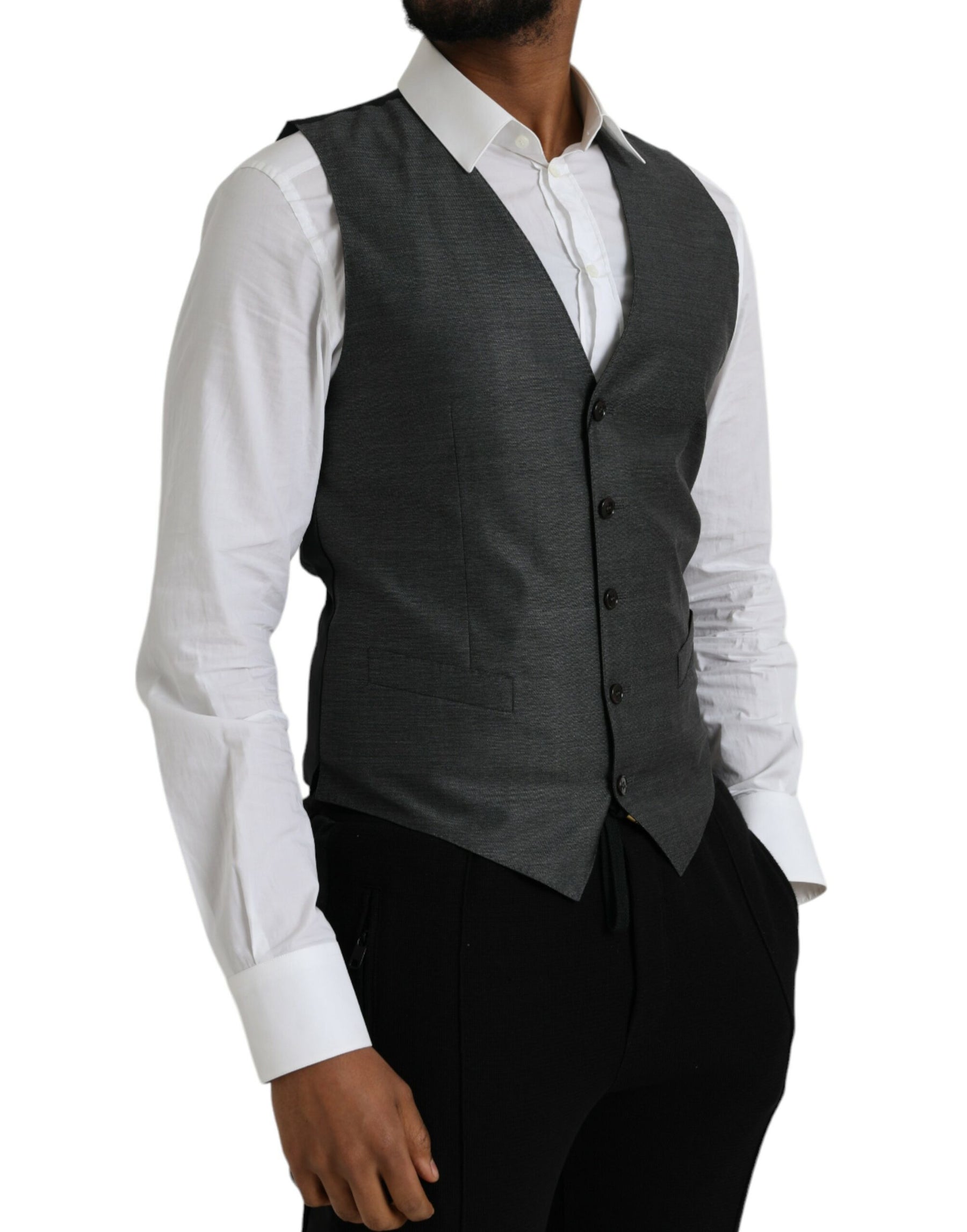 Dolce & Gabbana Gray Wool Formal Dress Waistcoat Vest | Regal Royce