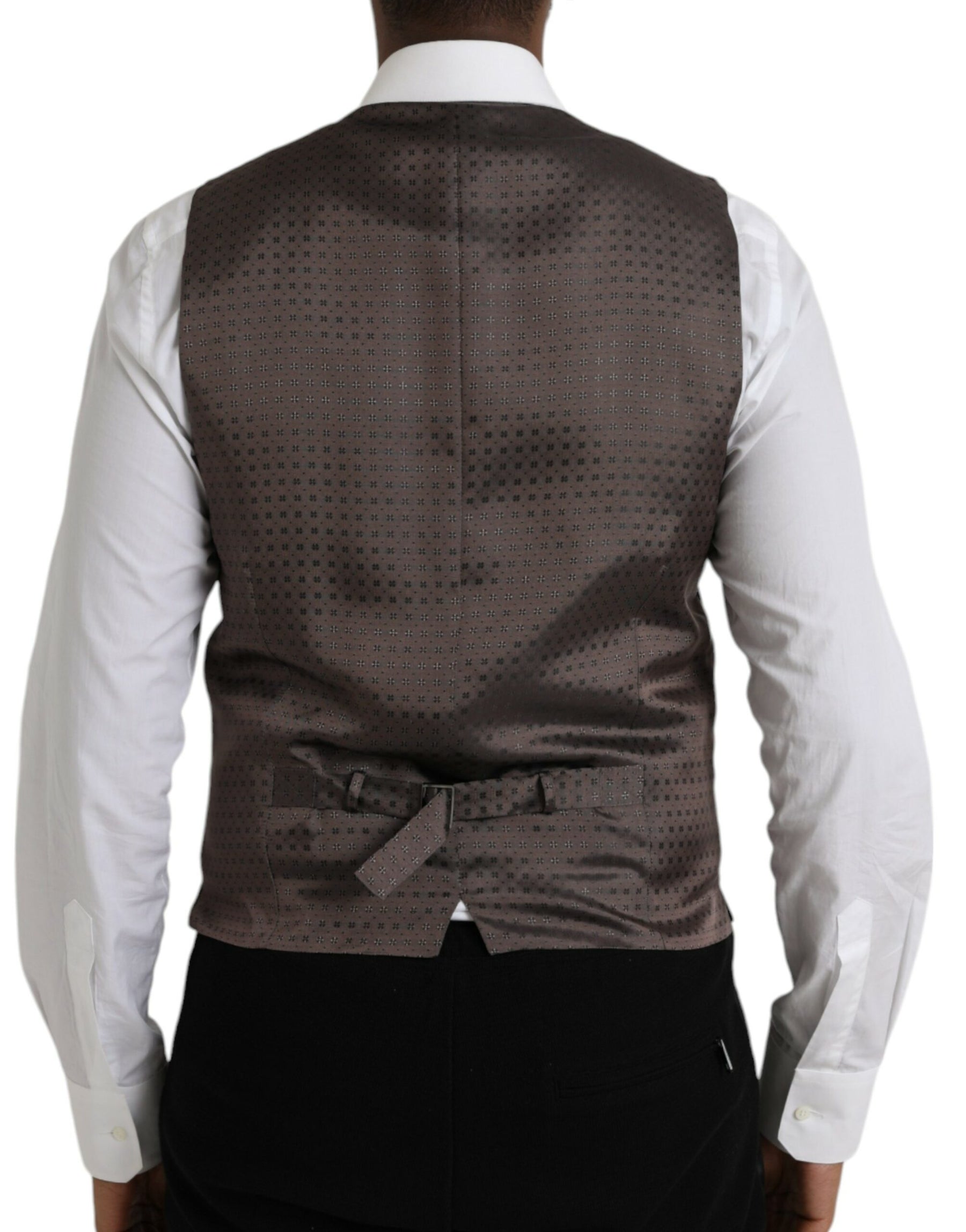Dolce & Gabbana Black Brown Silk Waistcoat Dress Formal Vest | Regal Royce