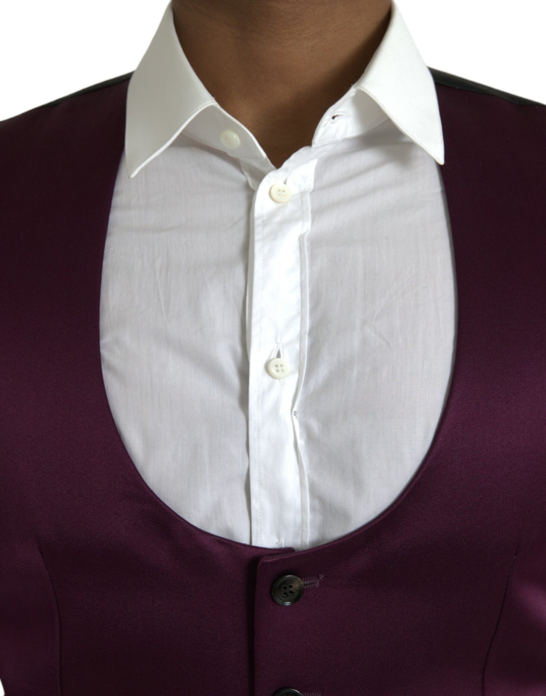 Dolce & Gabbana Maroon Satin Silk Waistcoat Dress Formal Vest | Regal Royce