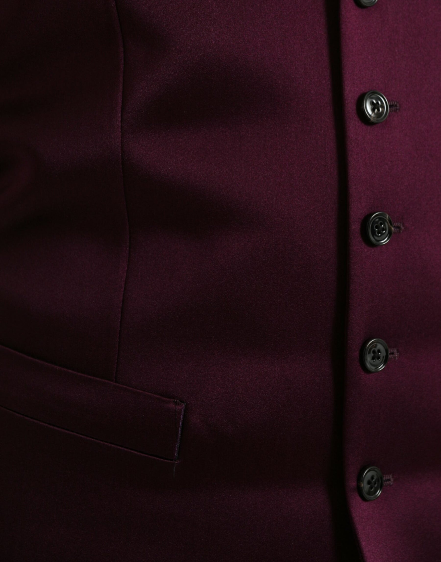 Dolce & Gabbana Maroon Satin Silk Waistcoat Dress Formal Vest | Regal Royce