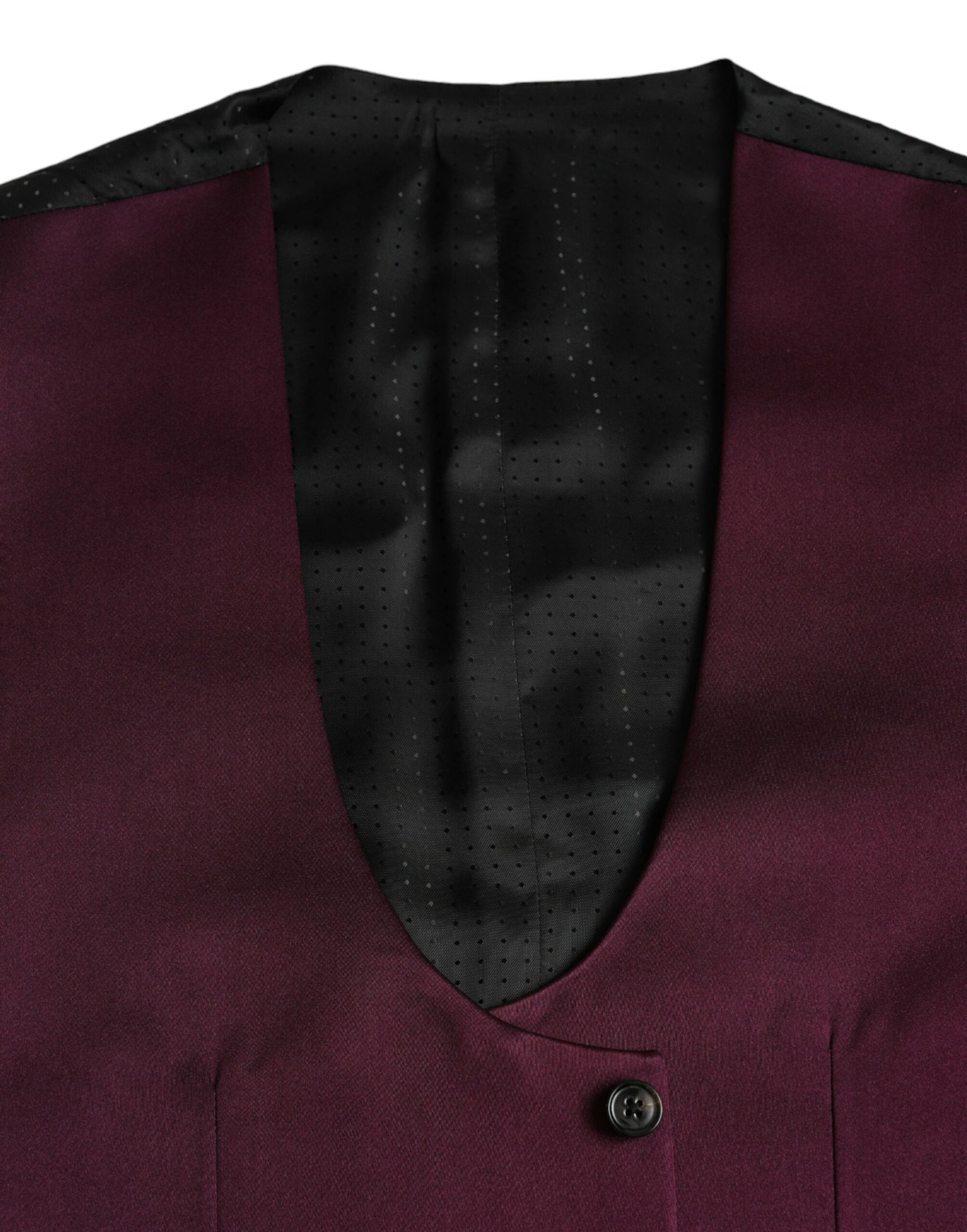 Dolce & Gabbana Maroon Satin Silk Waistcoat Dress Formal Vest | Regal Royce