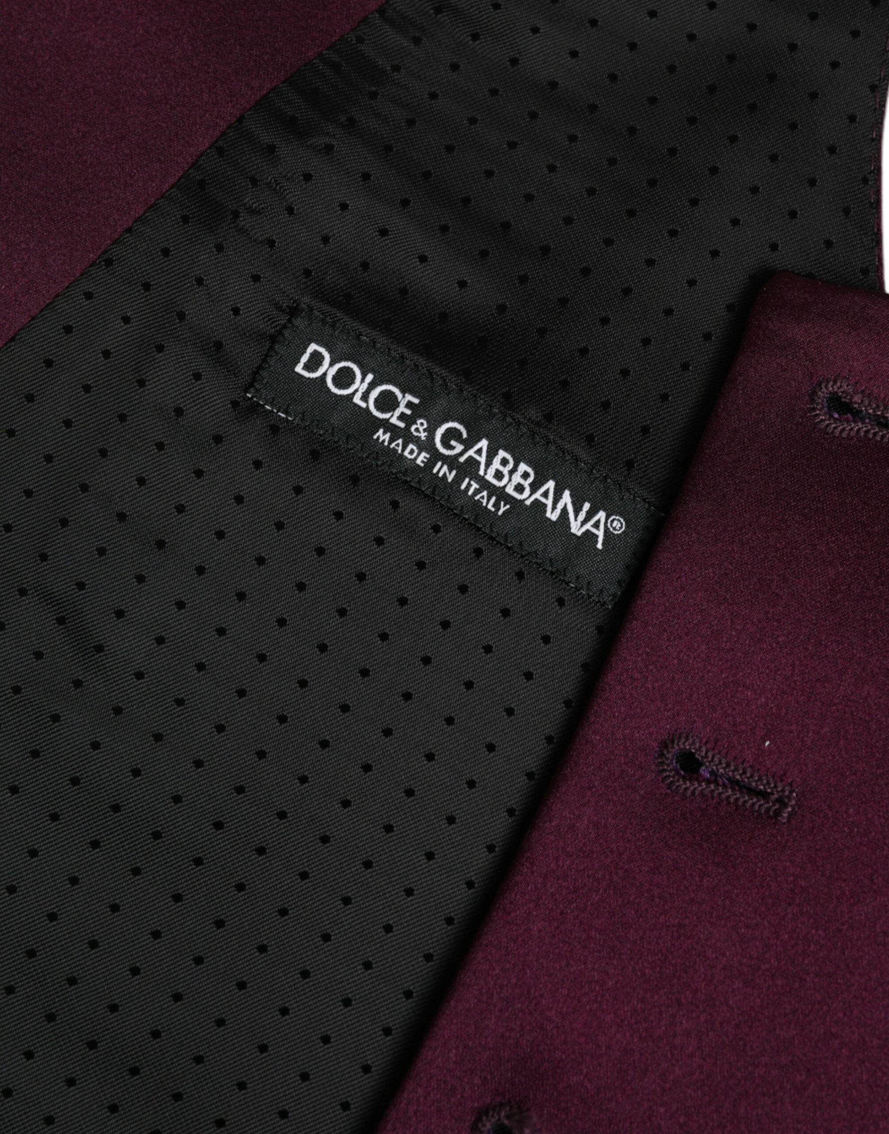 Dolce & Gabbana Maroon Satin Silk Waistcoat Dress Formal Vest | Regal Royce