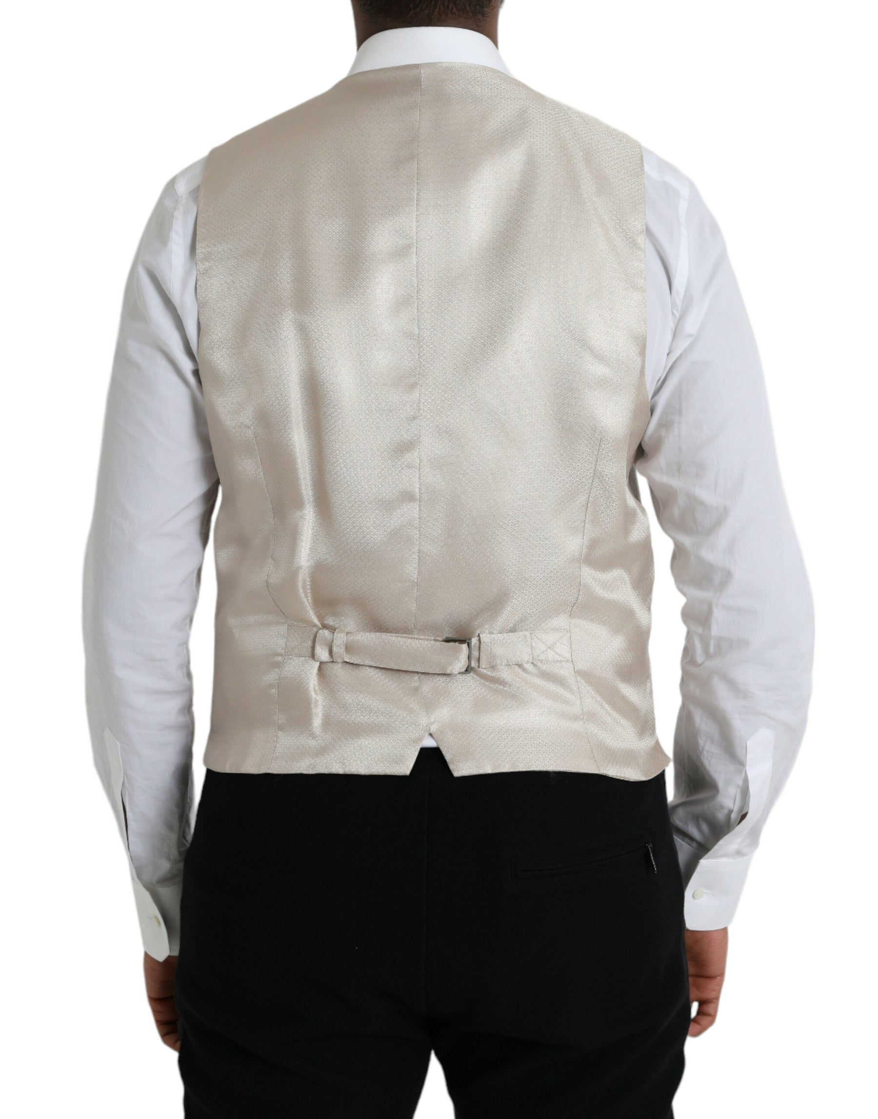 Dolce & Gabbana Off White Cotton Waistcoat Dress Formal Vest | Regal Royce
