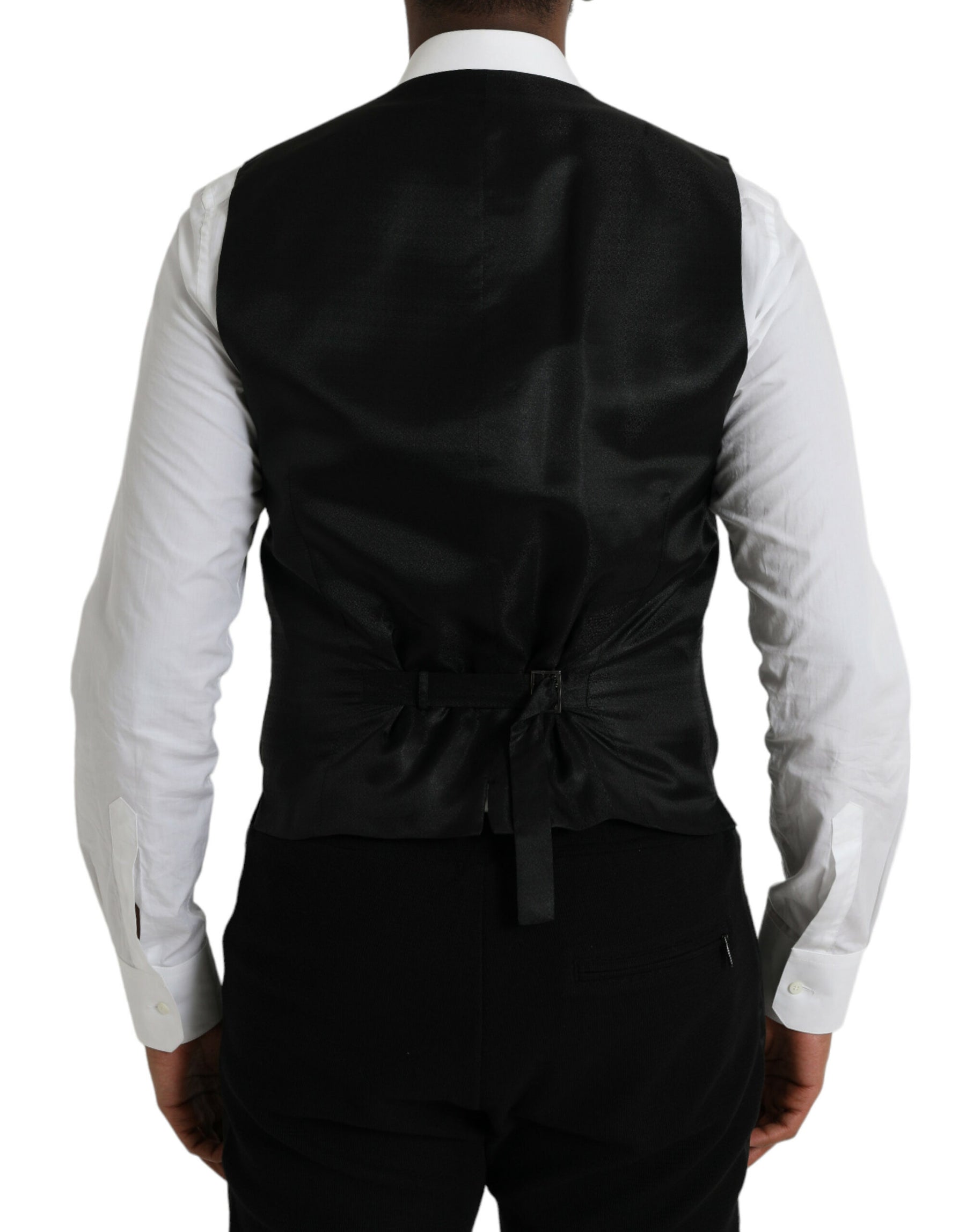 Dolce & Gabbana Black Wool Waistcoat Dress Formal Vest | Regal Royce