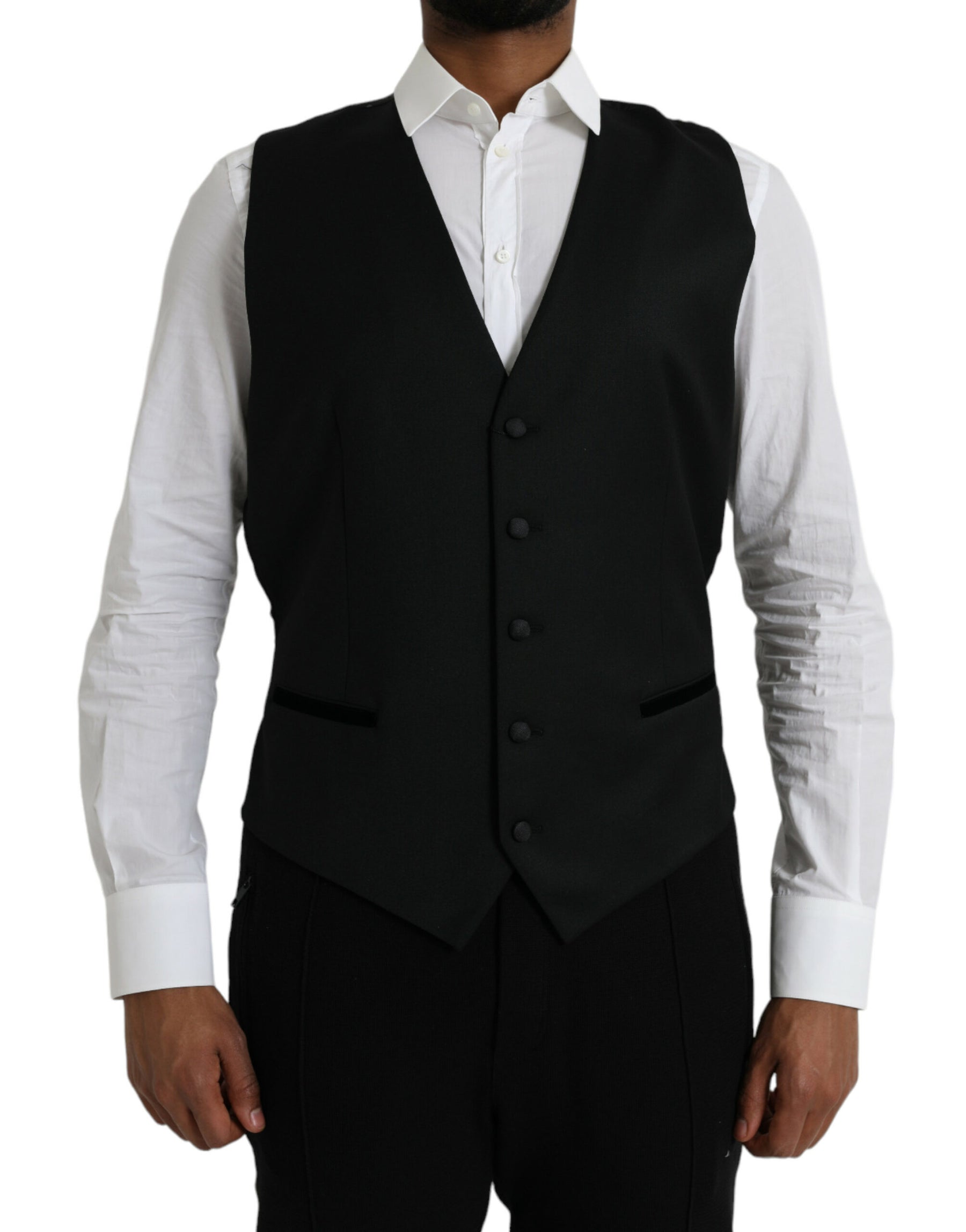 Dolce & Gabbana Black Silk Waistcoat Dress Formal Vest | Regal Royce