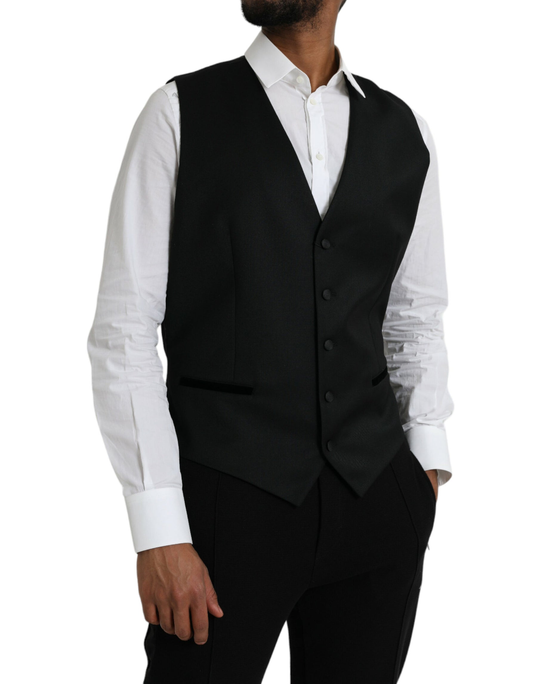 Dolce & Gabbana Black Silk Waistcoat Dress Formal Vest | Regal Royce