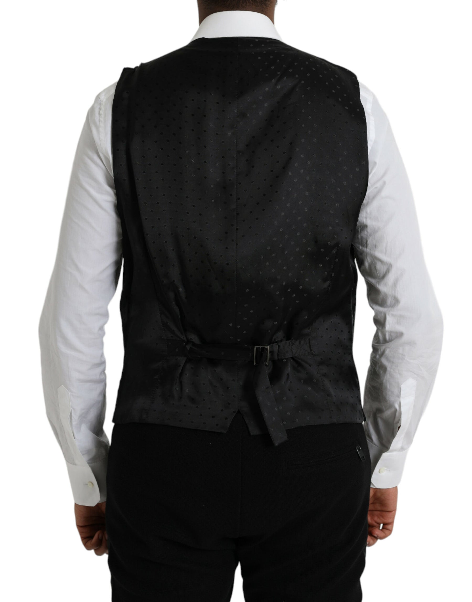 Dolce & Gabbana Black Silk Waistcoat Dress Formal Vest | Regal Royce