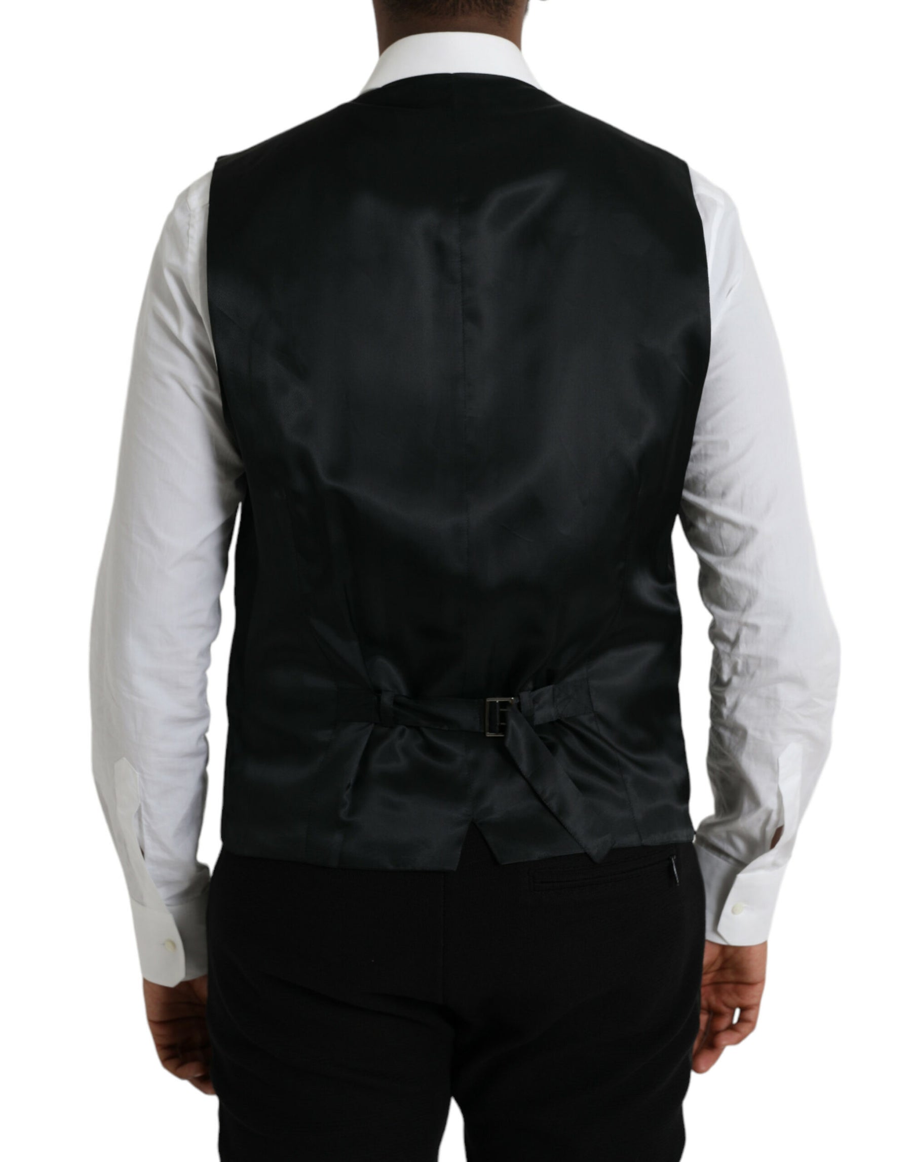 Dolce & Gabbana Black Wool Waistcoat Dress Formal Vest | Regal Royce