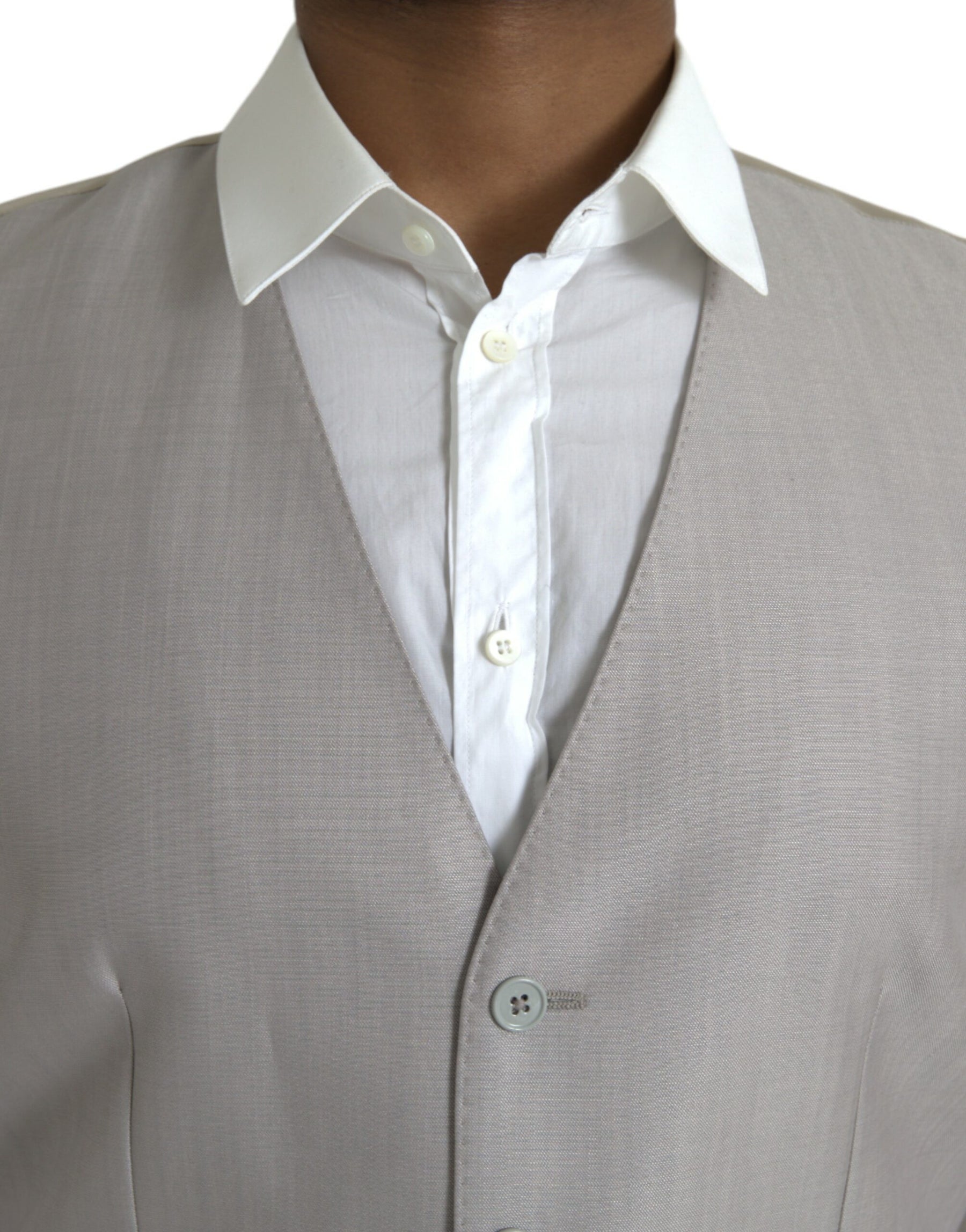 Dolce & Gabbana Light Gray Wool Formal Dress Waistcoat Vest | Regal Royce