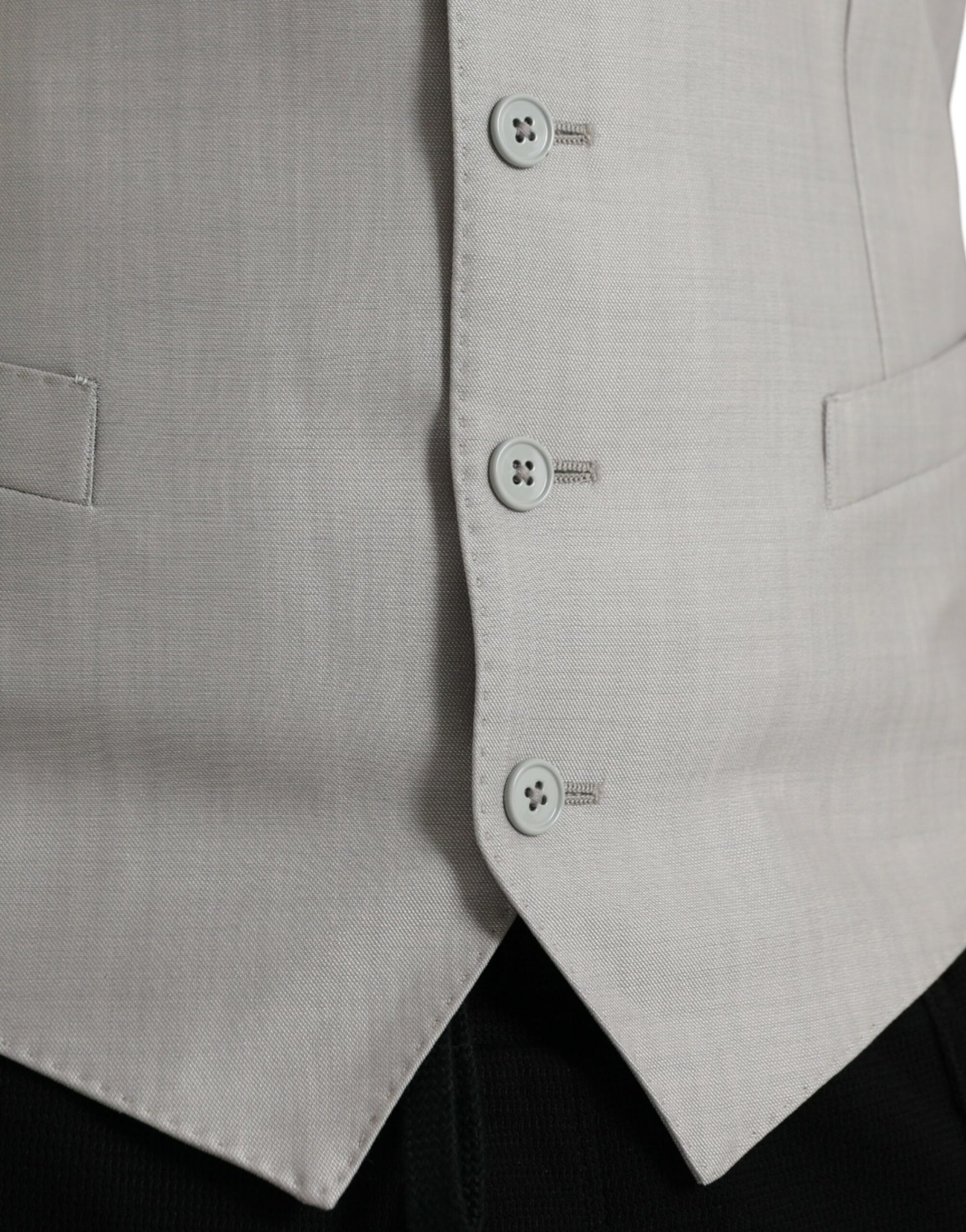Dolce & Gabbana Light Gray Wool Formal Dress Waistcoat Vest | Regal Royce