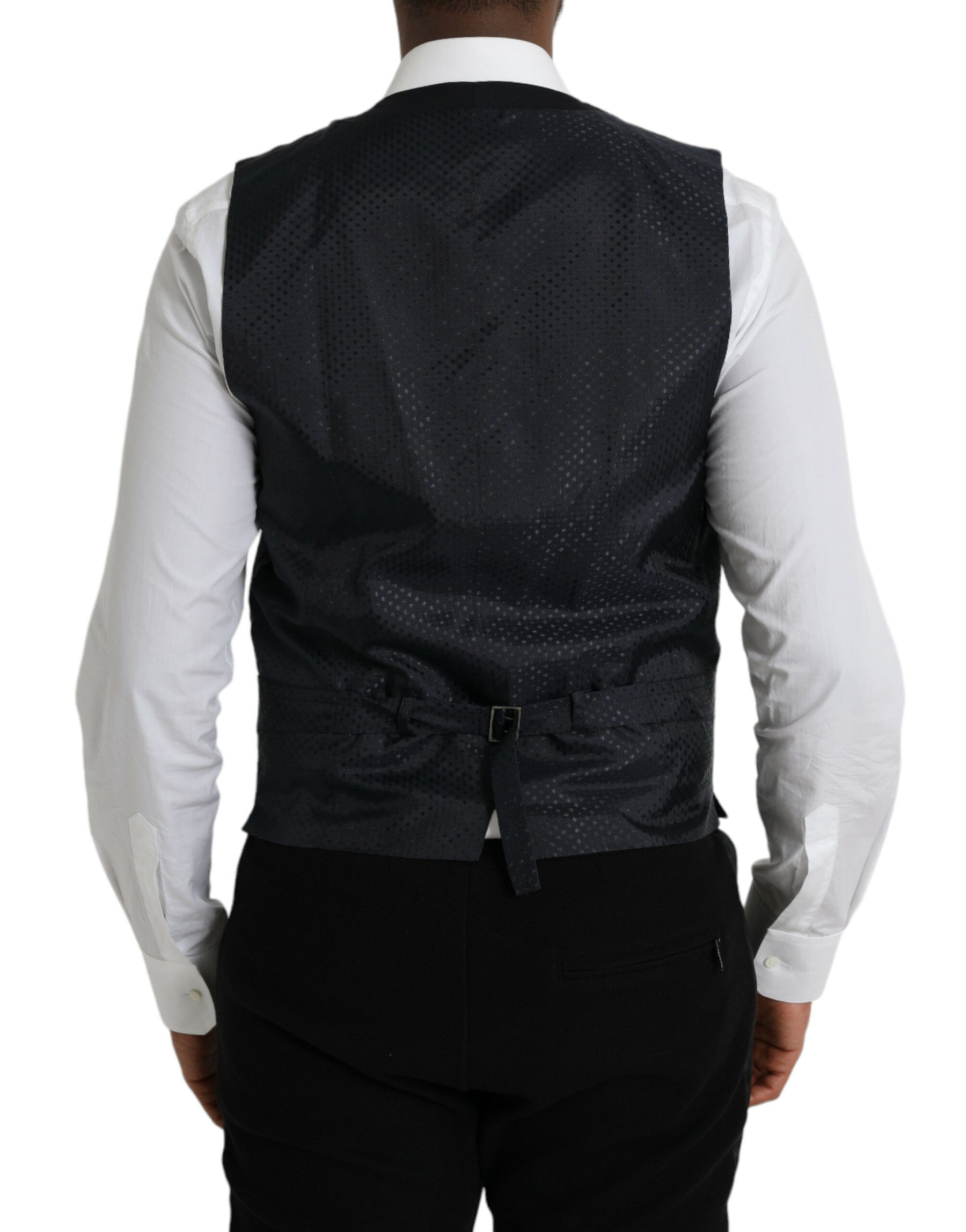 Dolce & Gabbana Black Wool Waistcoat Dress Formal Vest | Regal Royce