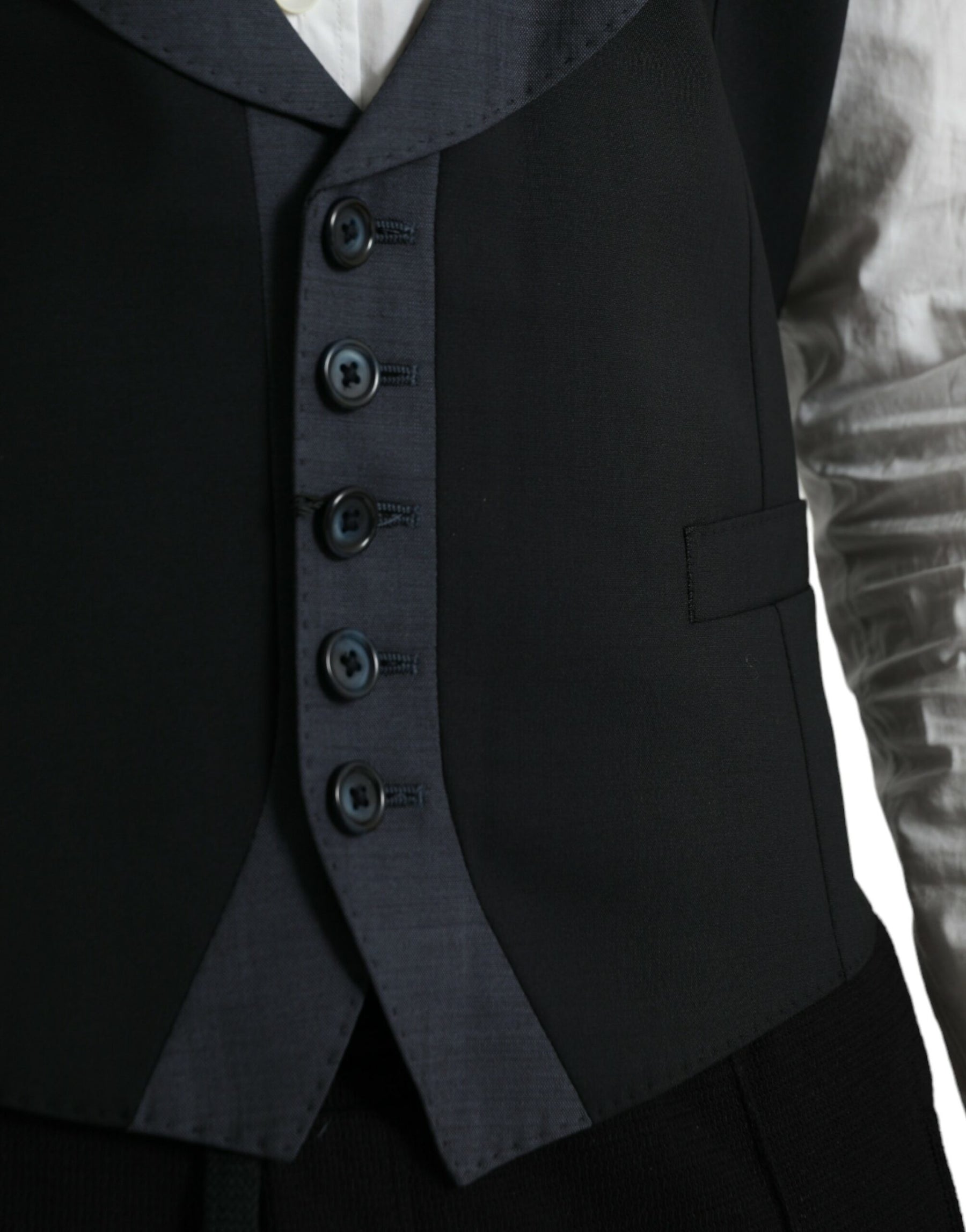 Dolce & Gabbana Black Wool Waistcoat Dress Formal Vest | Regal Royce