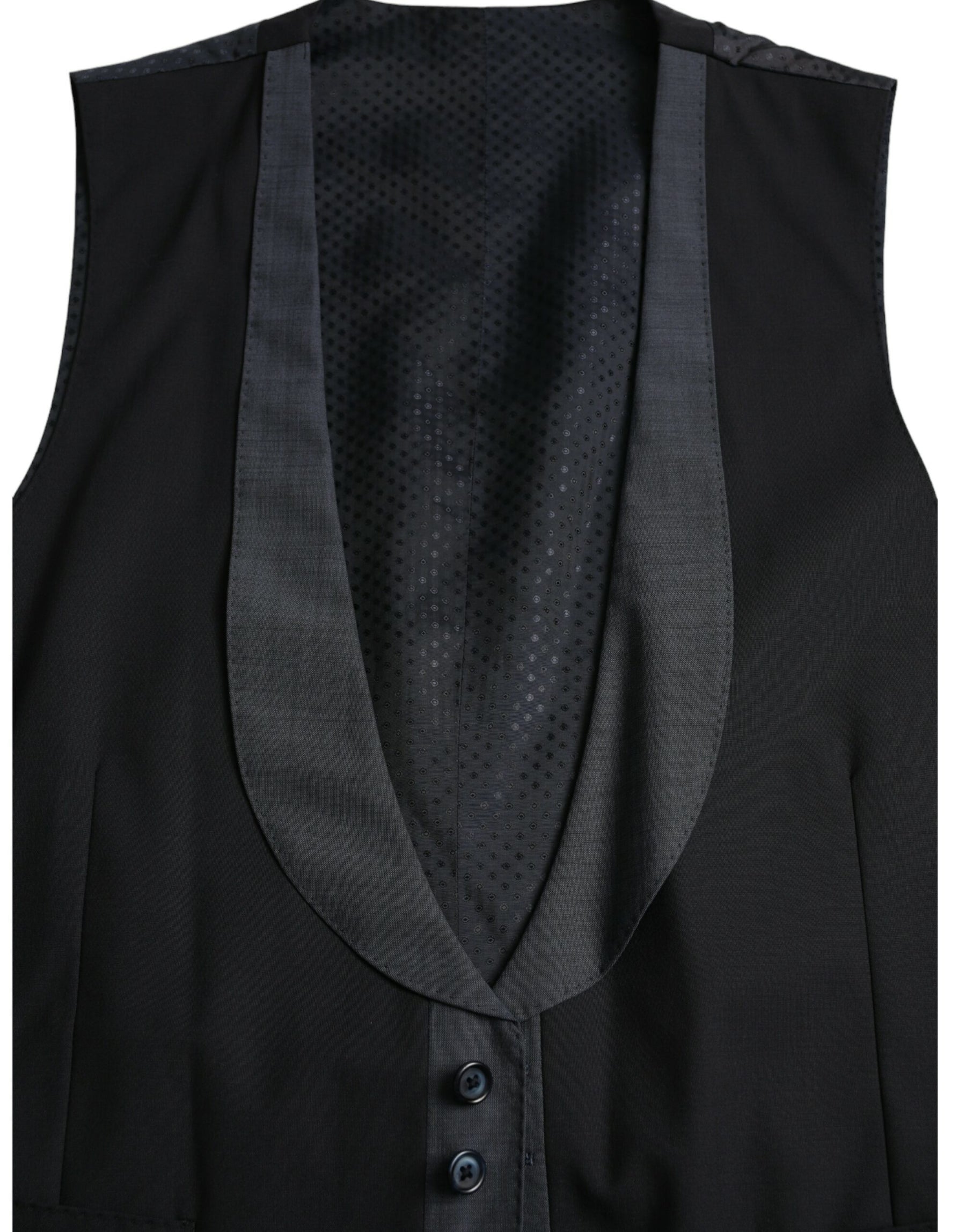 Dolce & Gabbana Black Wool Waistcoat Dress Formal Vest | Regal Royce