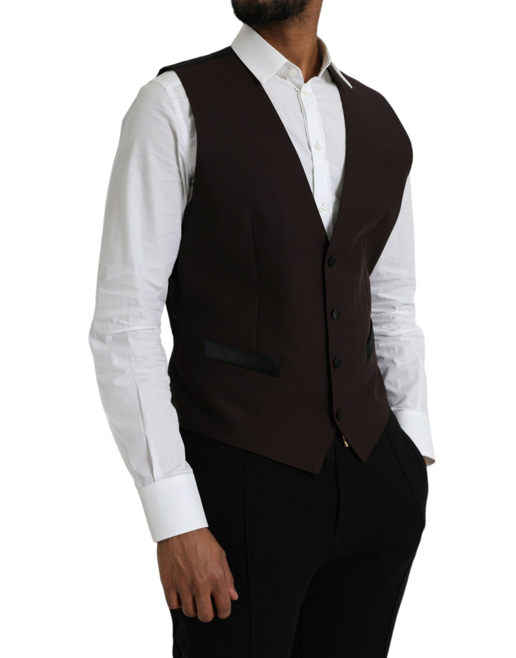Dolce & Gabbana Brown Wool Waistcoat Dress Formal Vest | Regal Royce