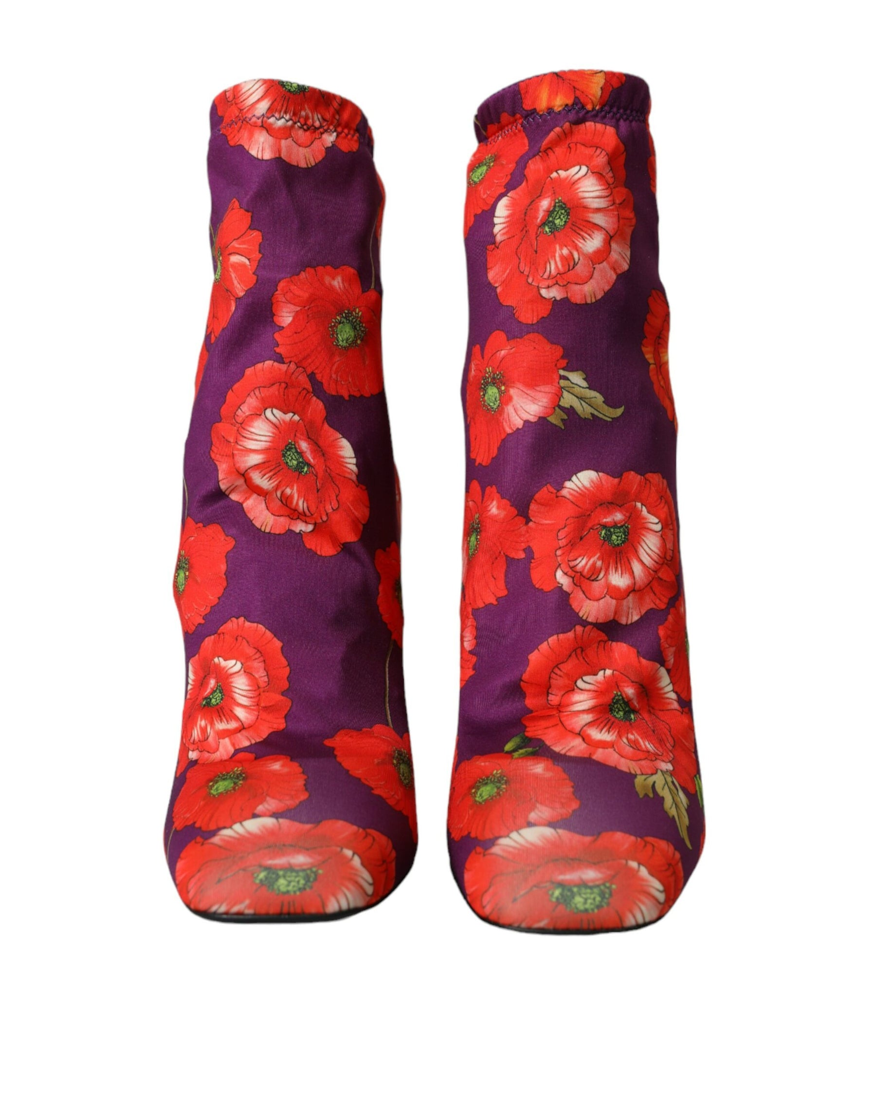 Dolce & Gabbana Purple Floral Jersey Stretch Boots Shoes | Regal Royce