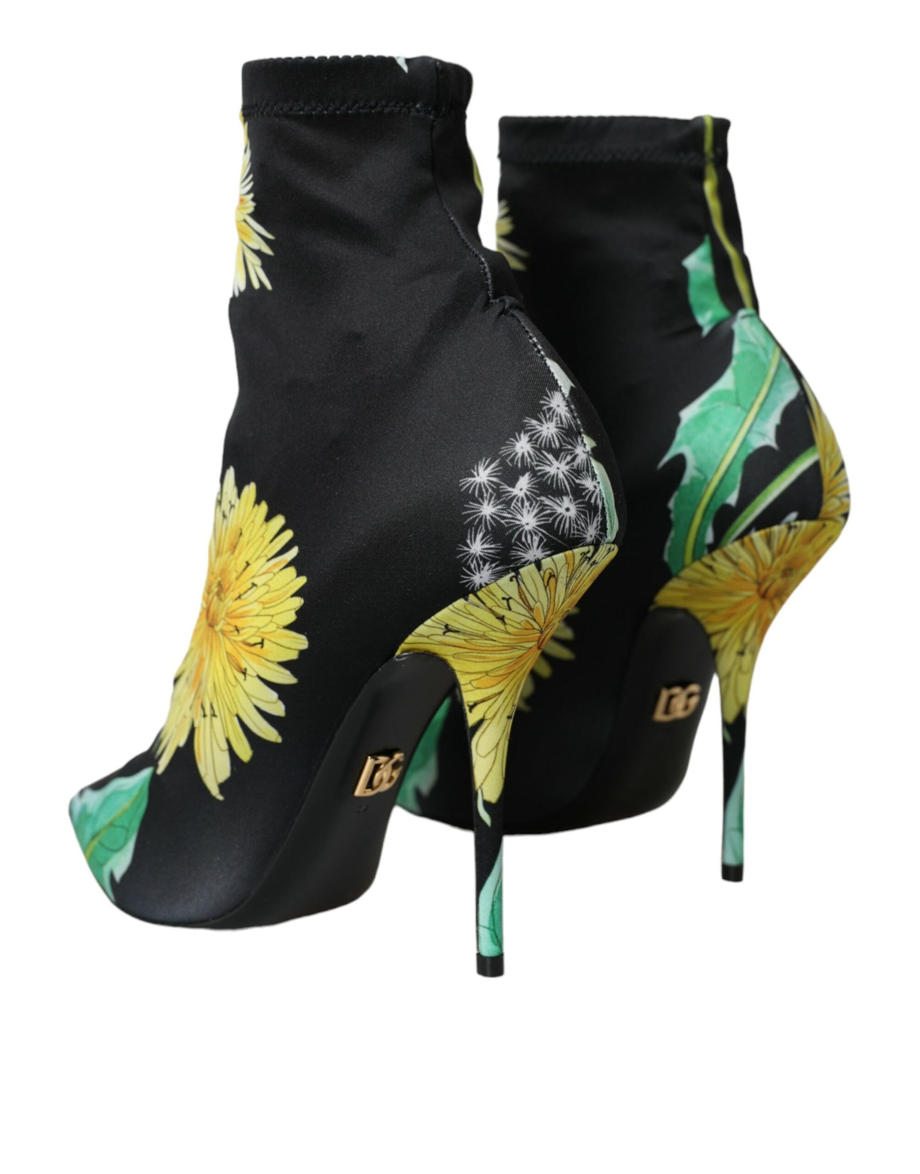 Dolce & Gabbana Black Floral Jersey Stretch Ankle Boots Shoes | Regal Royce