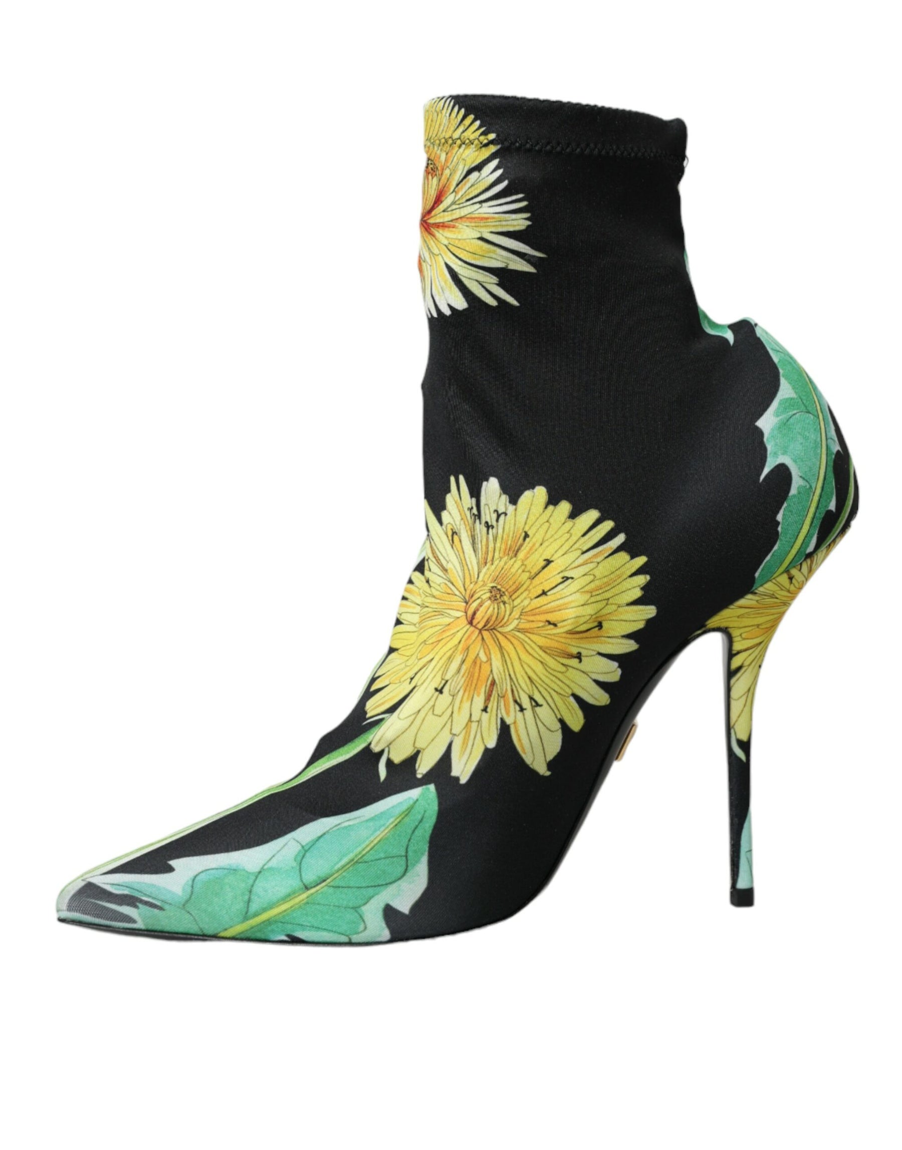 Dolce & Gabbana Black Floral Jersey Stretch Ankle Boots Shoes | Regal Royce