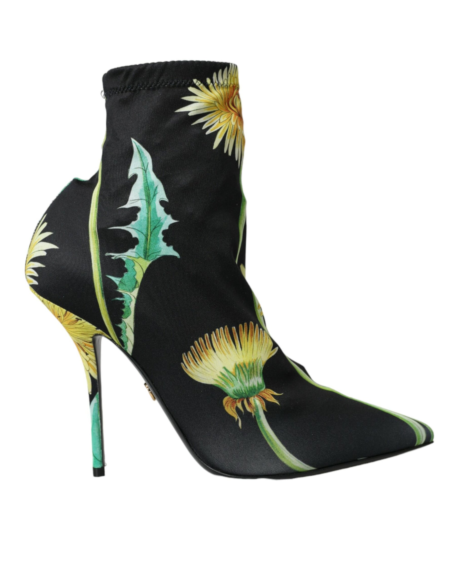 Dolce & Gabbana Black Floral Jersey Stretch Ankle Boots Shoes | Regal Royce