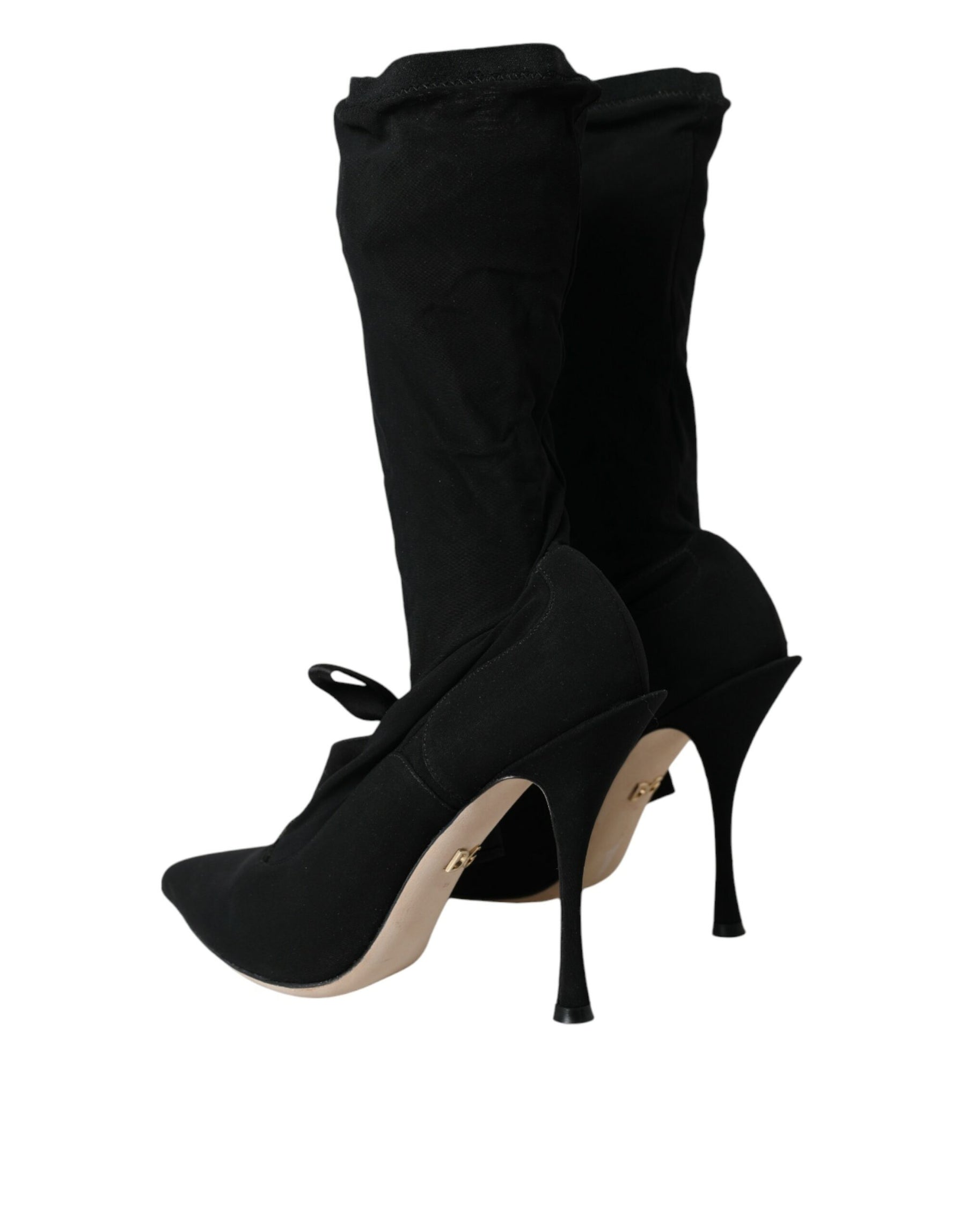 Dolce & Gabbana Black Stiletto Heels Mid Calf Boots Shoes | Regal Royce