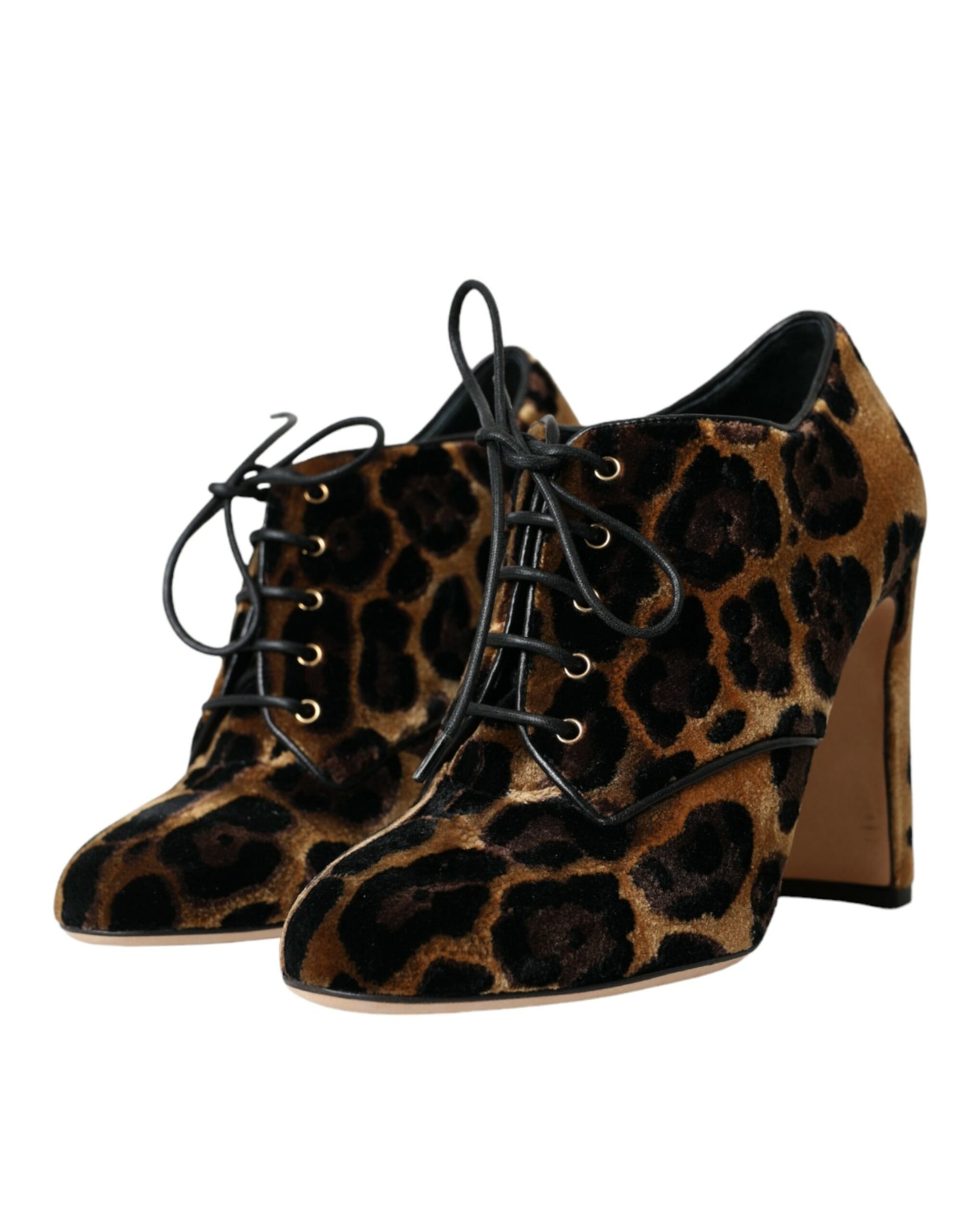 Dolce & Gabbana Brown Leopard Hair Lace Up Booties Shoes | Regal Royce