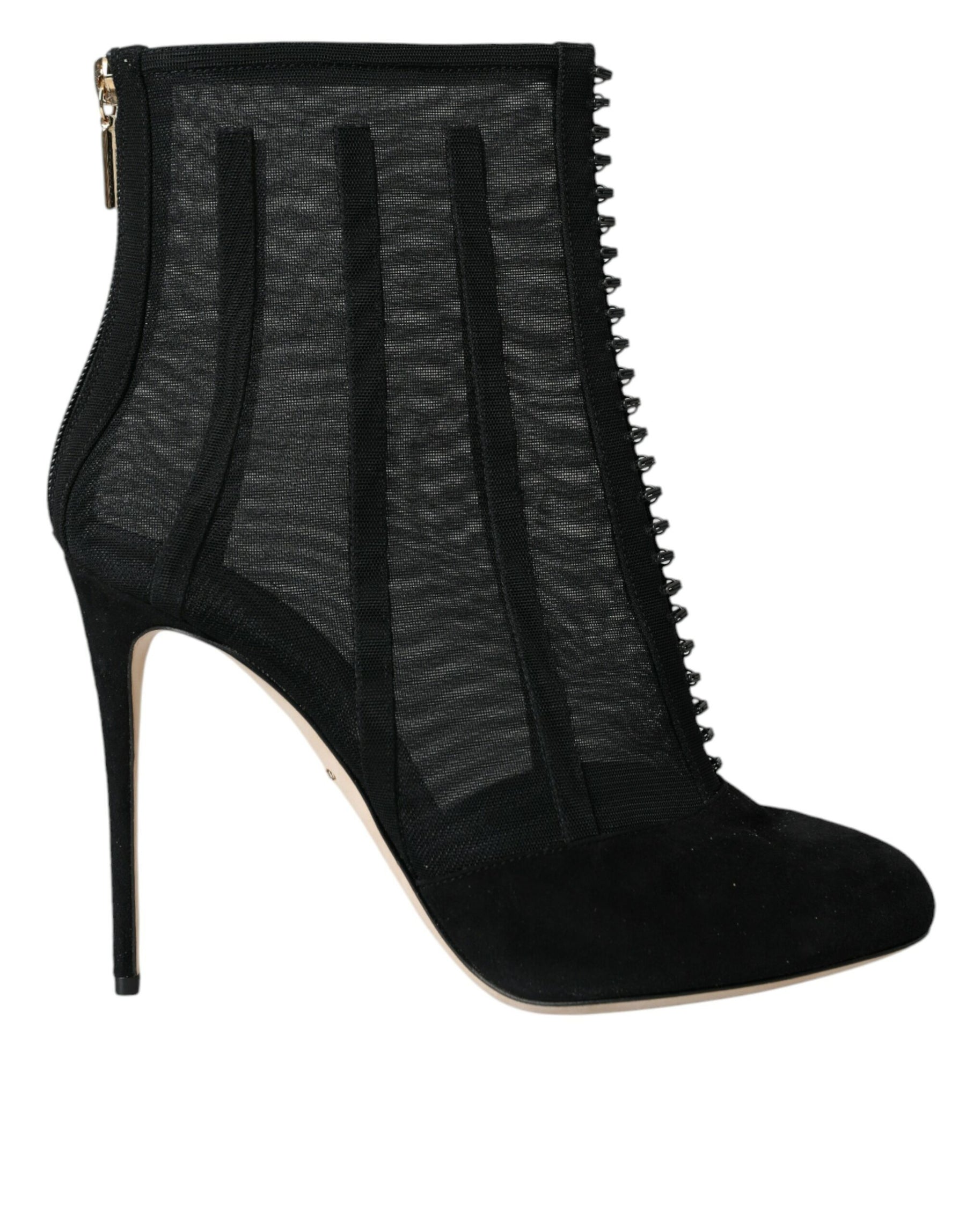 Dolce & Gabbana Black Mesh Stiletto Heels Ankle Boots Shoes | Regal Royce