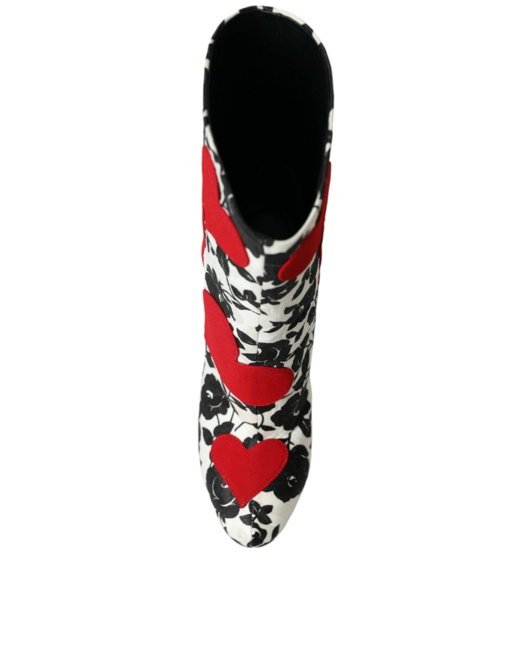 Dolce & Gabbana White Floral Hearts Leather High Boots Shoes | Regal Royce