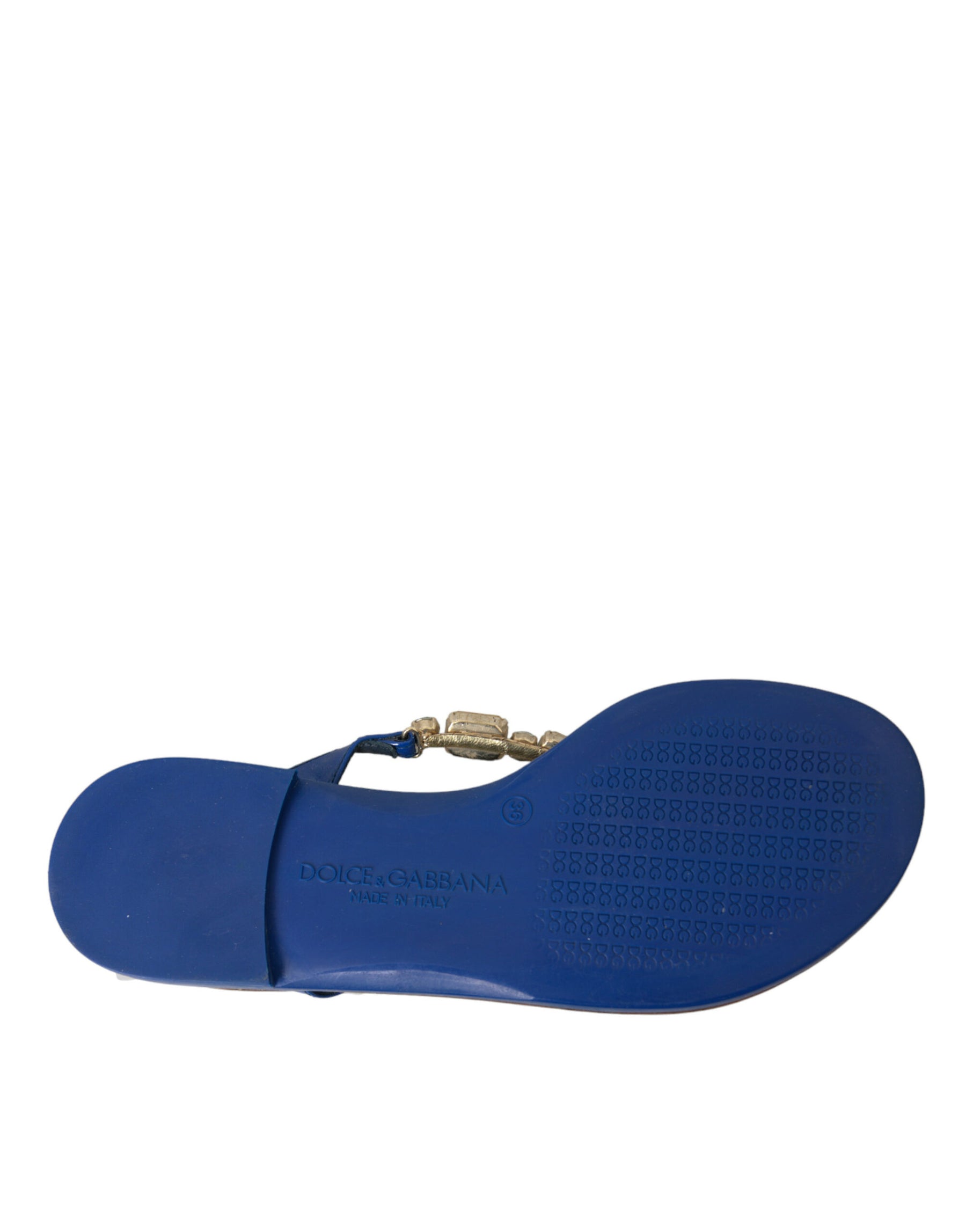 Dolce & Gabbana Blue Crystal Calf Leather Beachwear Shoes | Regal Royce