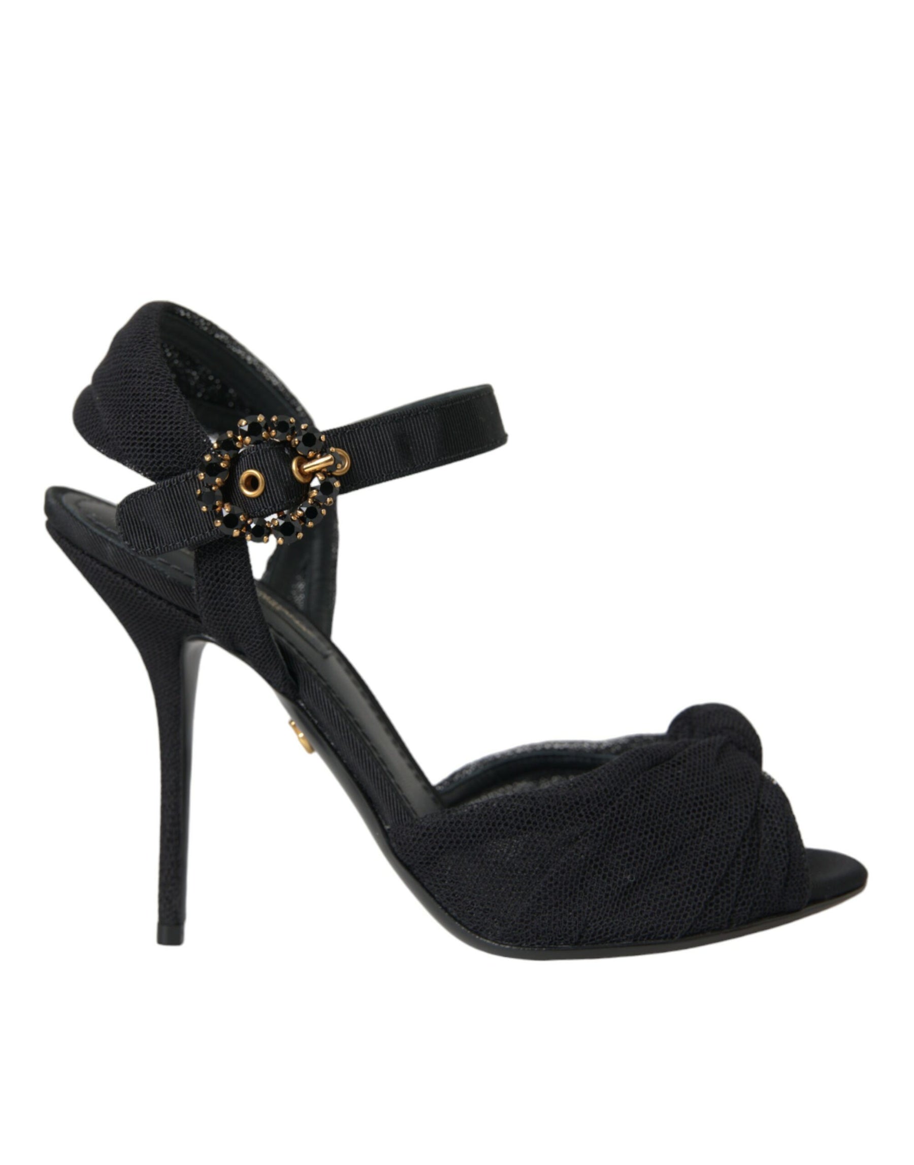 Dolce & Gabbana Black Suede Embellished Heels Sandals Shoes | Regal Royce