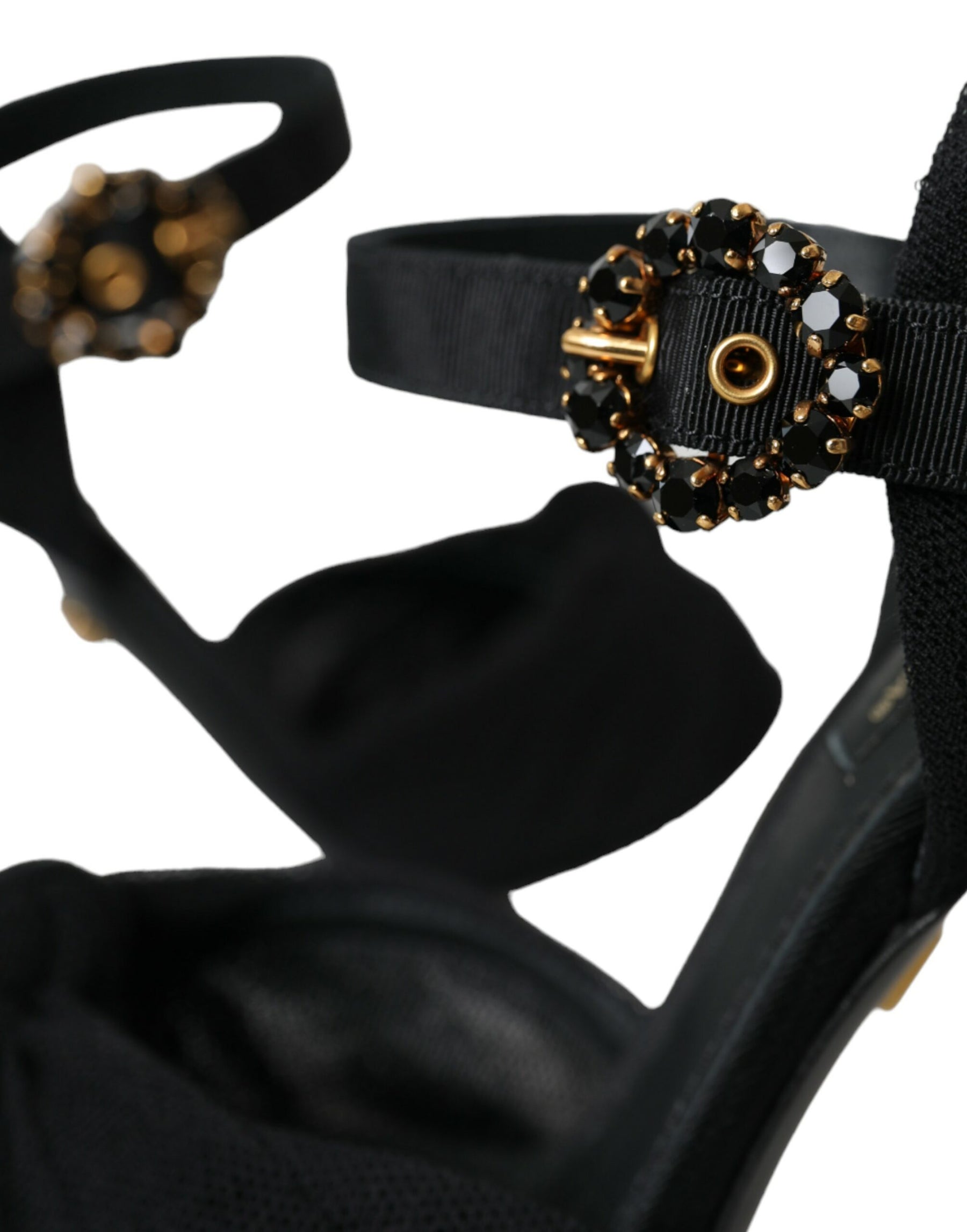 Dolce & Gabbana Black Suede Embellished Heels Sandals Shoes | Regal Royce