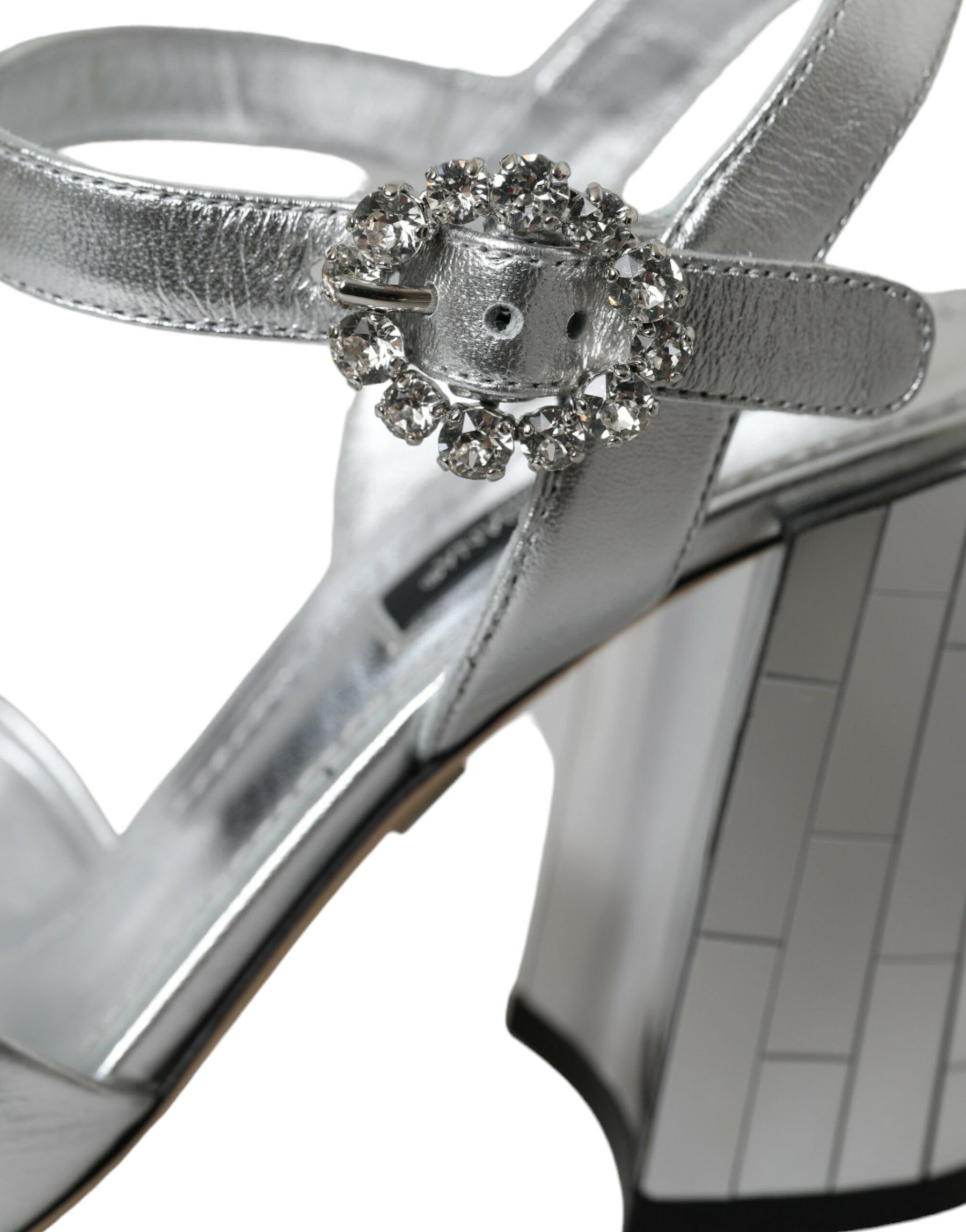 Dolce & Gabbana Silver Lambskin Leather Heels Sandals Shoes | Regal Royce