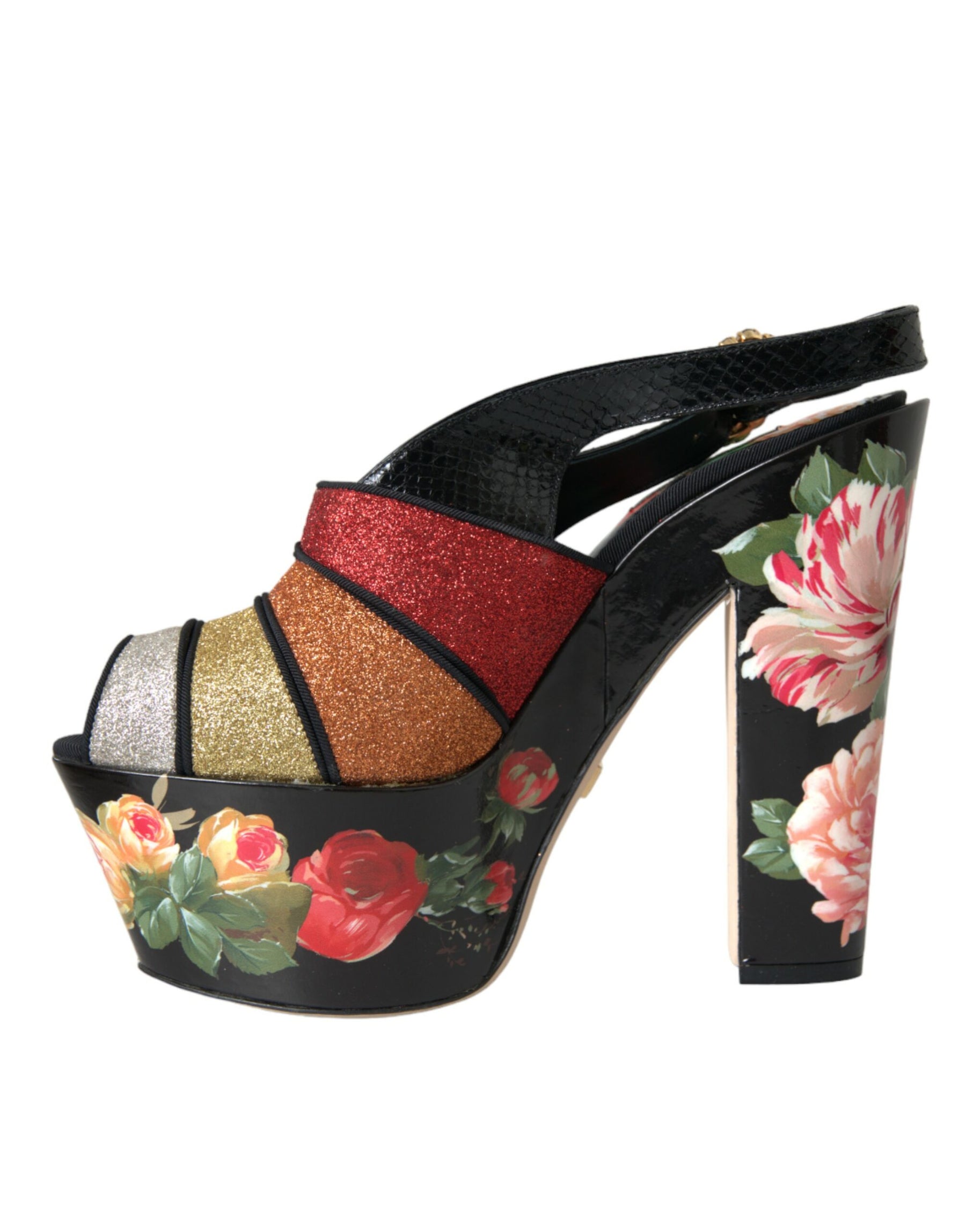 Dolce & Gabbana Multicolor Floral Crystal Platform Sandals Shoes | Regal Royce