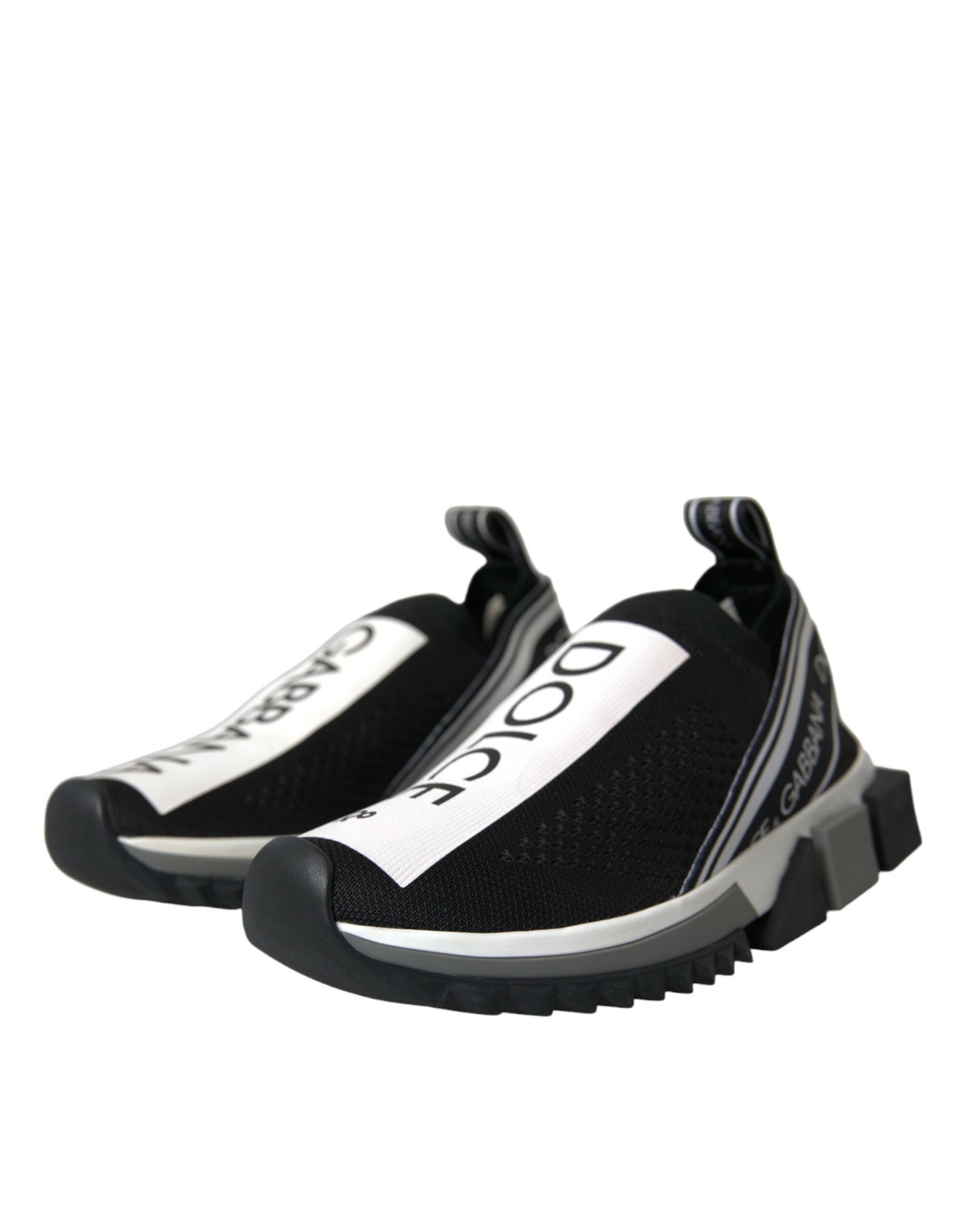 Dolce & Gabbana Black White Slip On Sorrento Sneakers Shoes | Regal Royce