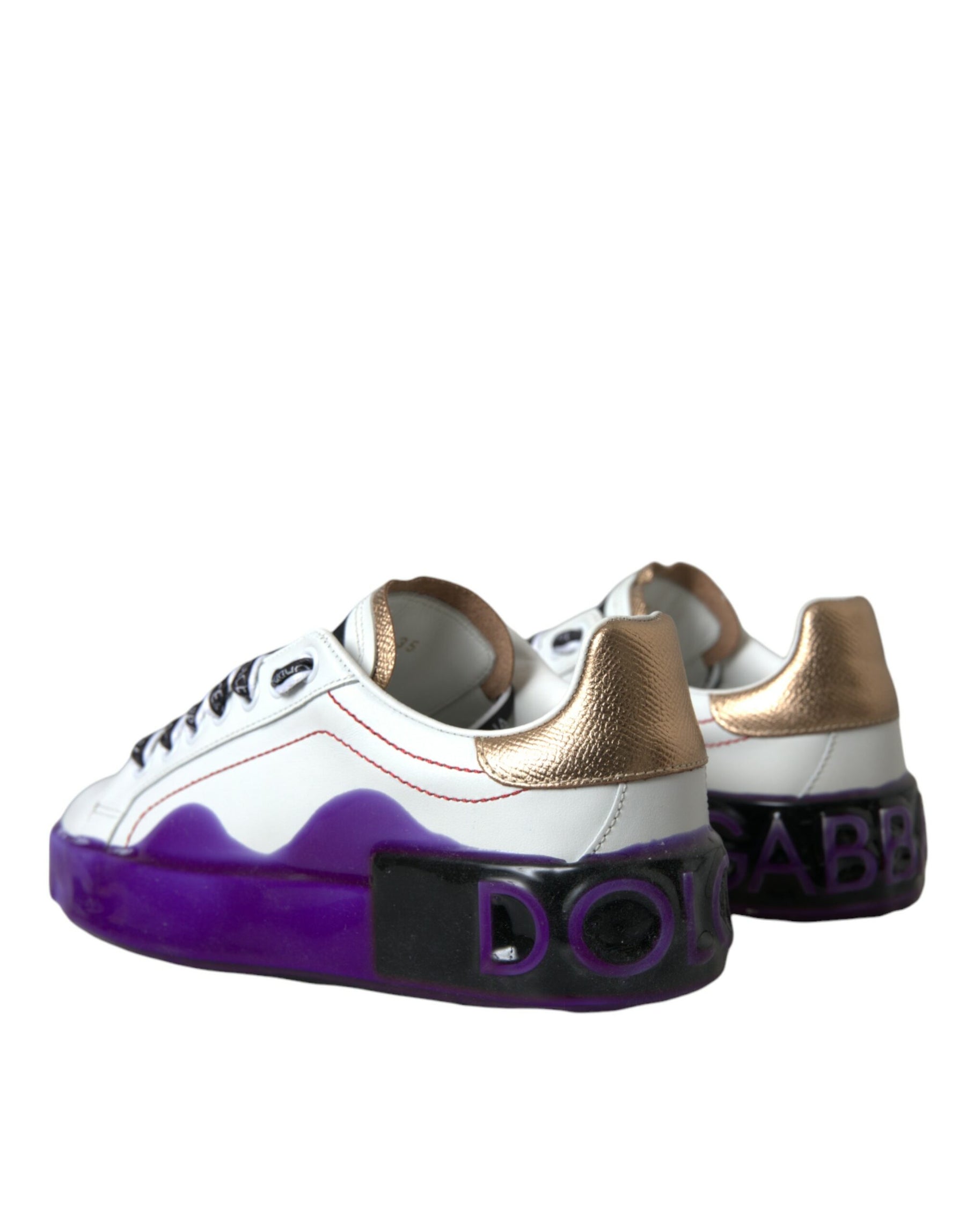 Dolce & Gabbana White Leather Portofino Low Top Sneakers Shoes | Regal Royce