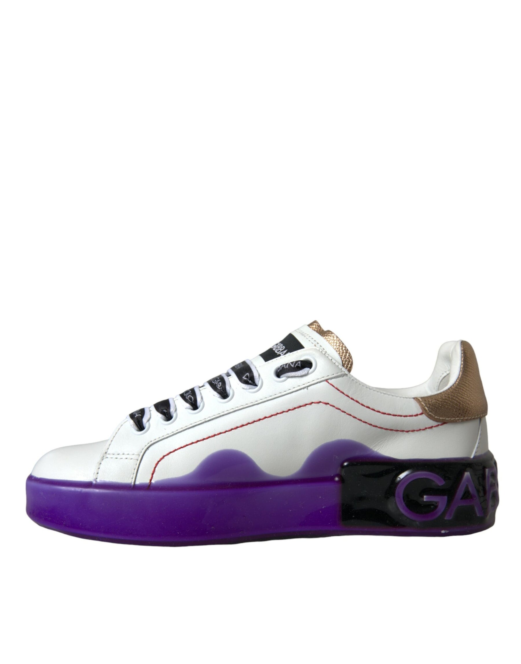 Dolce & Gabbana White Leather Portofino Low Top Sneakers Shoes | Regal Royce