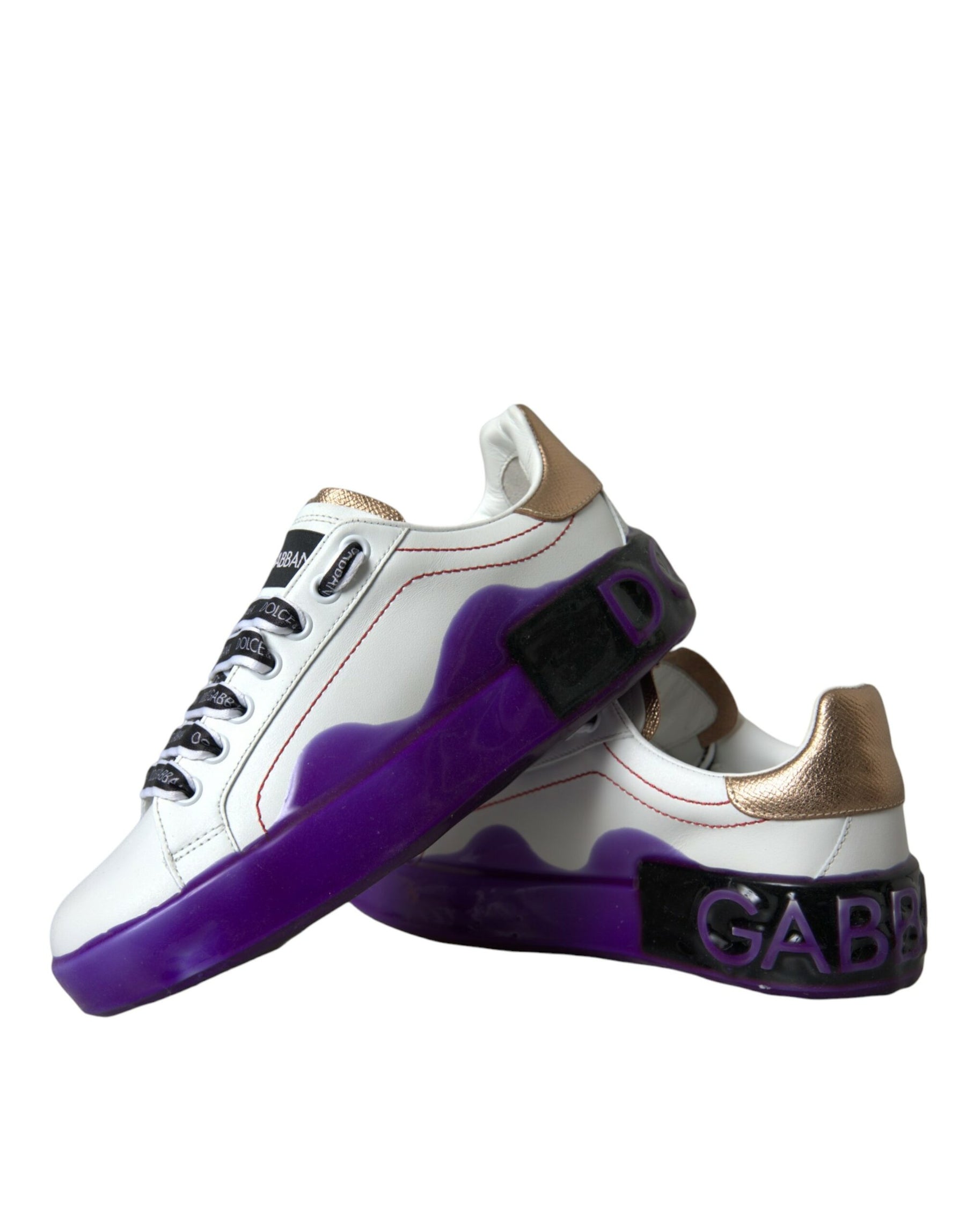 Dolce & Gabbana White Leather Portofino Low Top Sneakers Shoes | Regal Royce