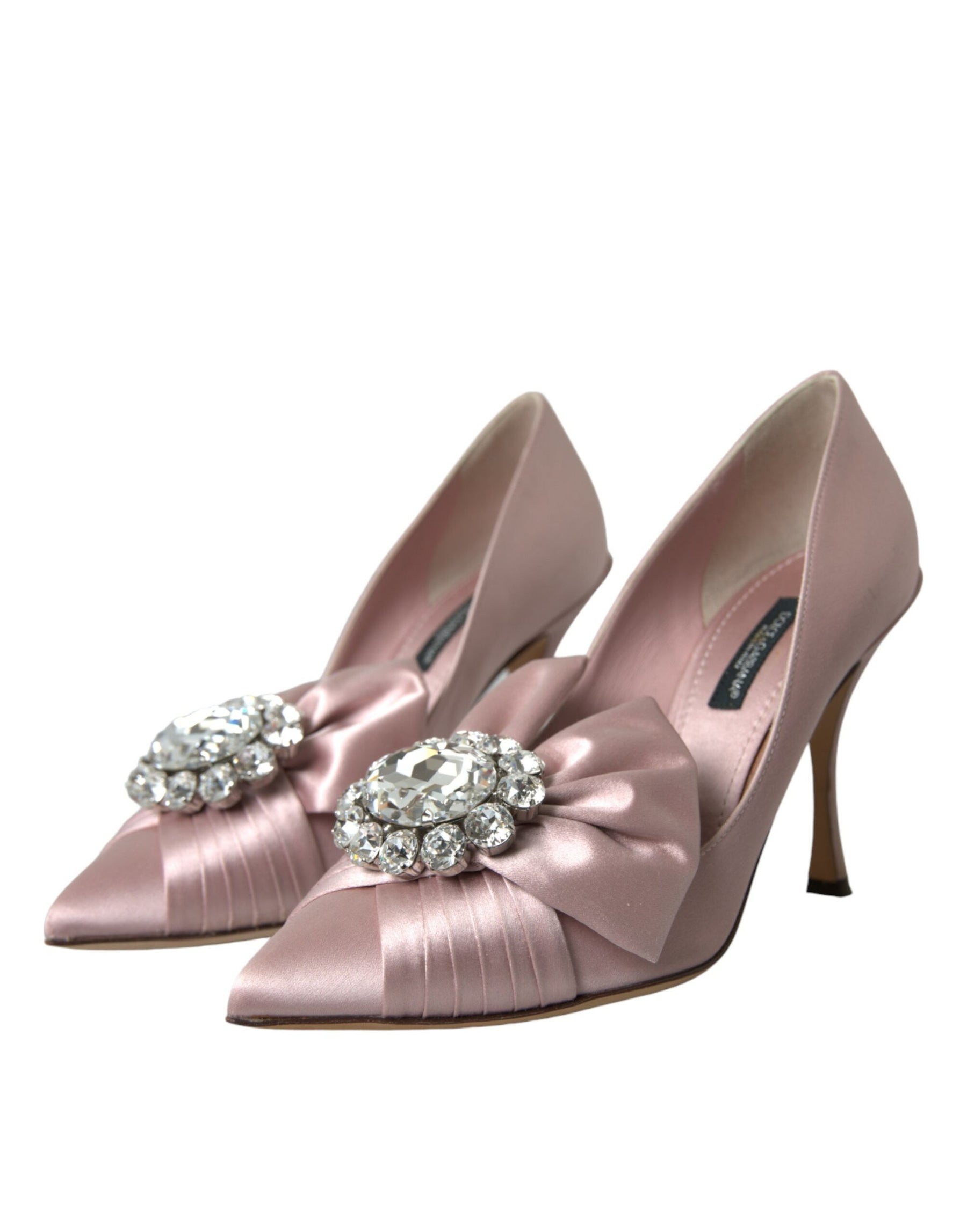 Dolce & Gabbana Pink Satin Crystal High Heels Pumps Shoes | Regal Royce