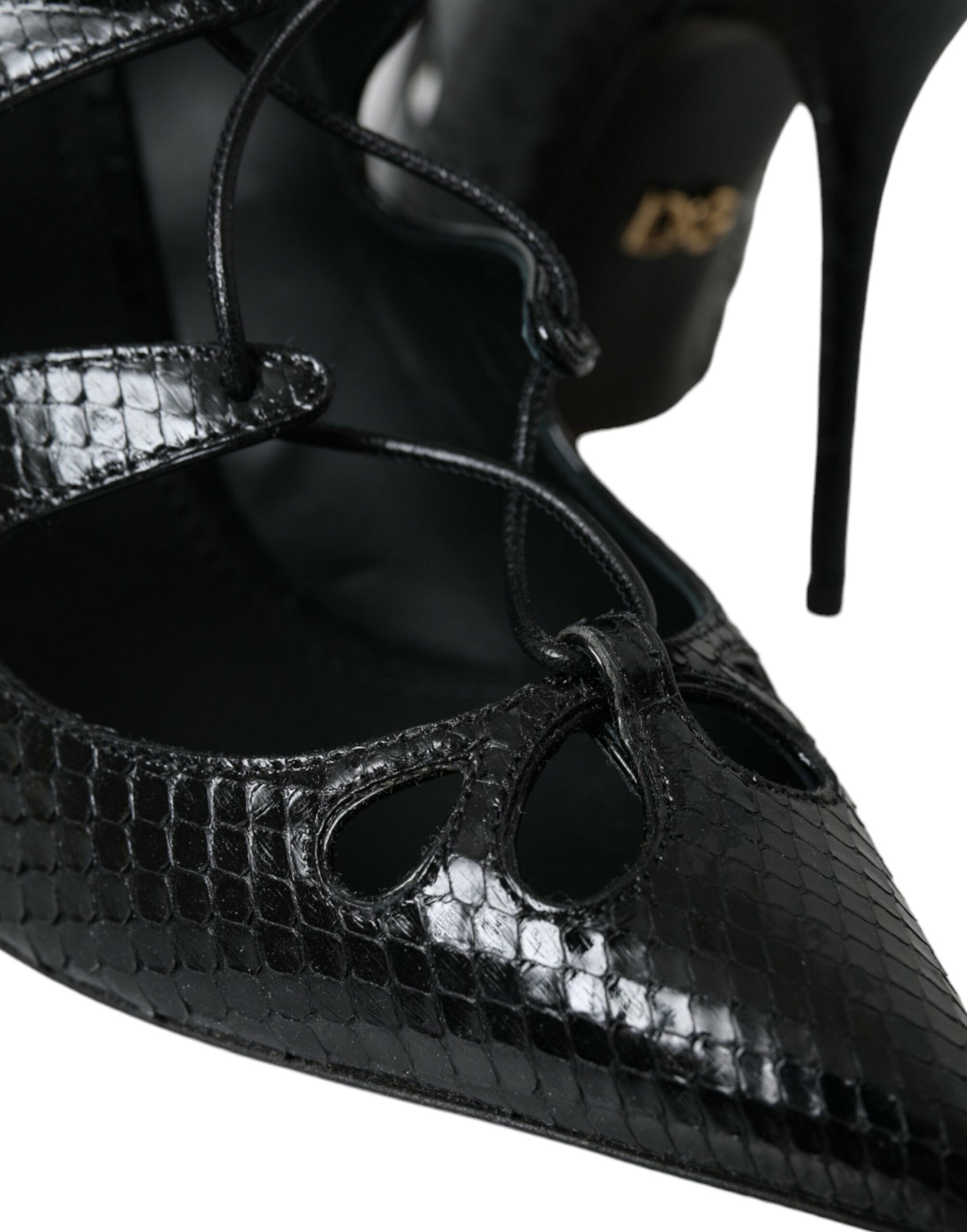 Dolce & Gabbana Black Python Leather Mary Jane Pumps Shoes | Regal Royce