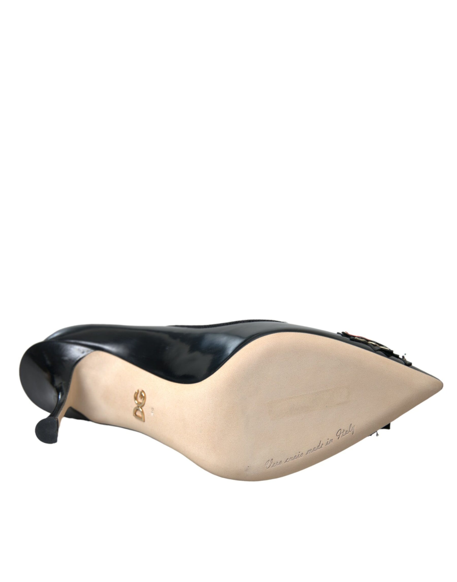 Dolce & Gabbana Black Leather WOW Patch Heels Pumps Shoes | Regal Royce