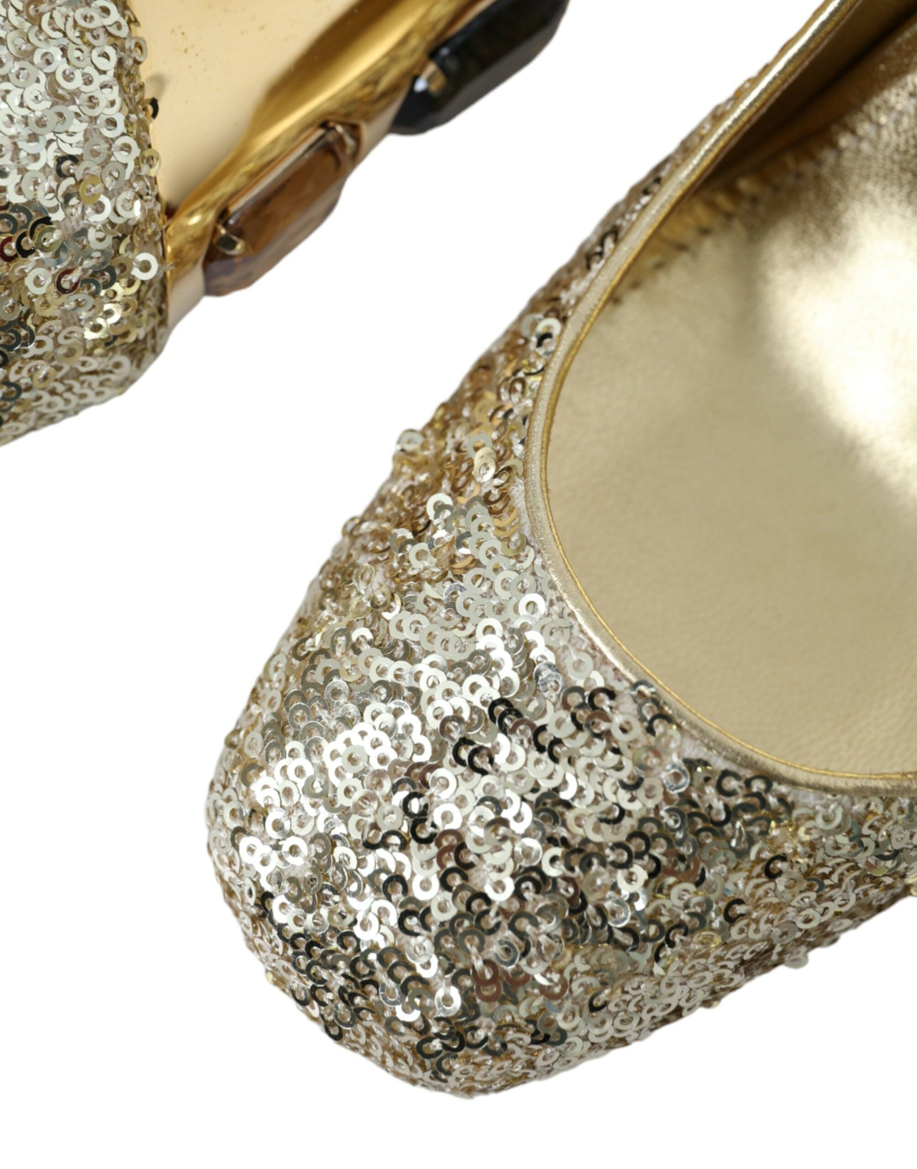 Dolce & Gabbana Gold Sequin Crystal Heels Pumps Shoes | Regal Royce