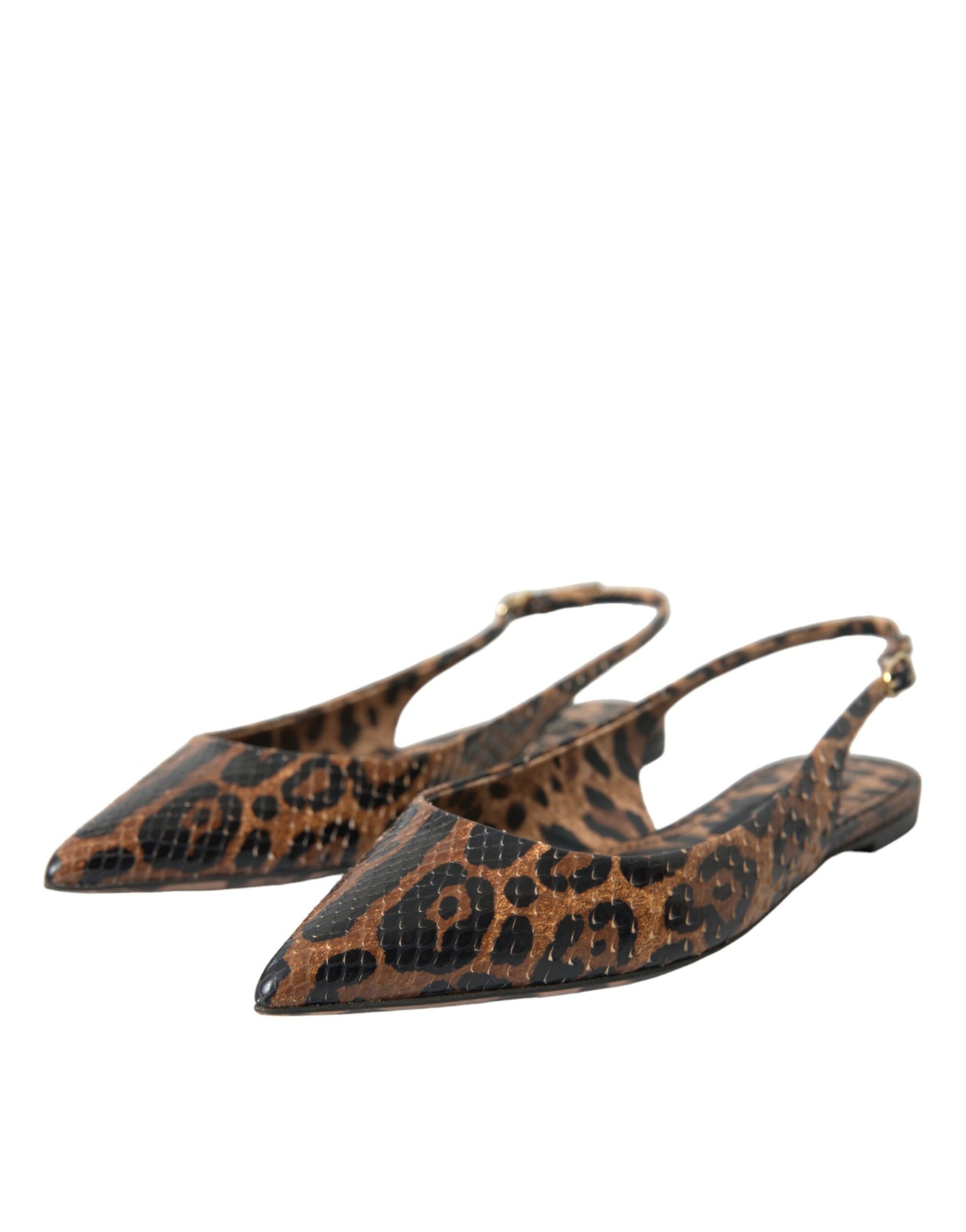 Dolce & Gabbana Brown Leopard Exotic Skin Slingback Shoes | Regal Royce