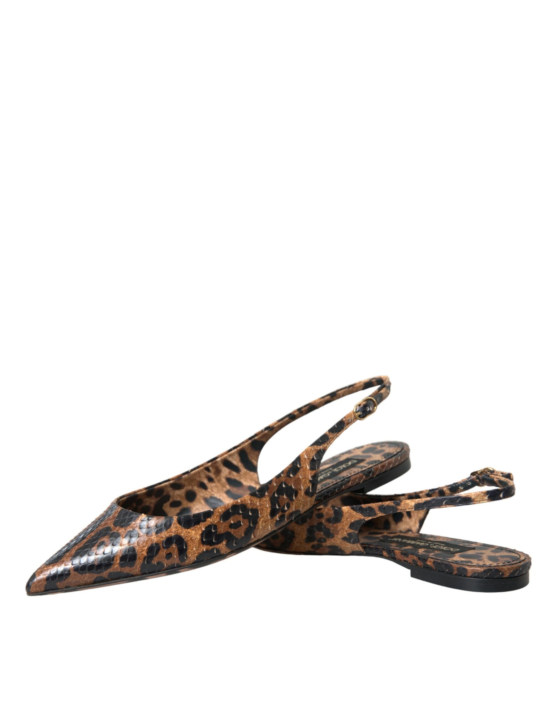 Dolce & Gabbana Brown Leopard Exotic Skin Slingback Shoes | Regal Royce