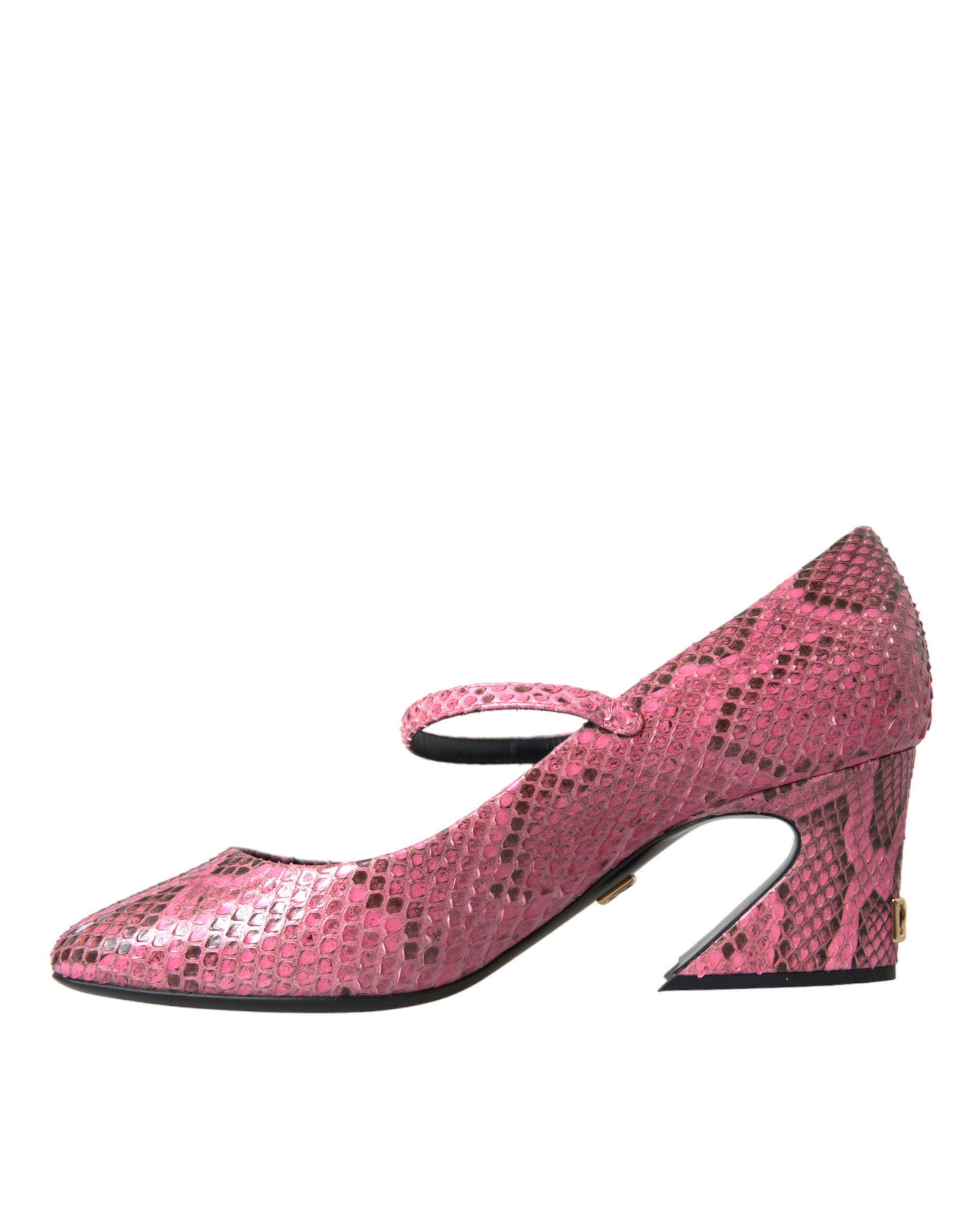 Dolce & Gabbana Pink Python Leather Mary Jane Heels Shoes | Regal Royce