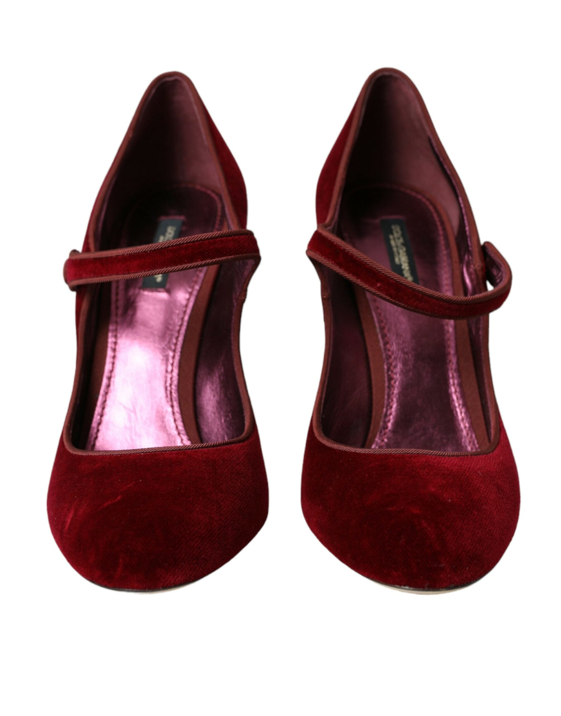 Dolce & Gabbana Red Velvet Gold Crystals Heels Mary Jane Shoes | Regal Royce